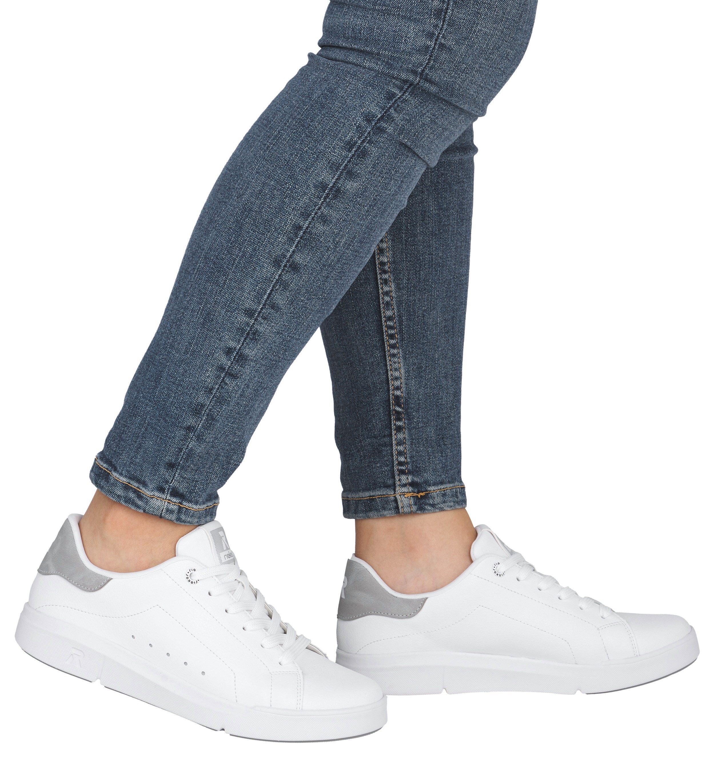 Rieker Sport Sneaker in monochromer Optik, Freizeitschuh, Halbschuh, Schnürschuh