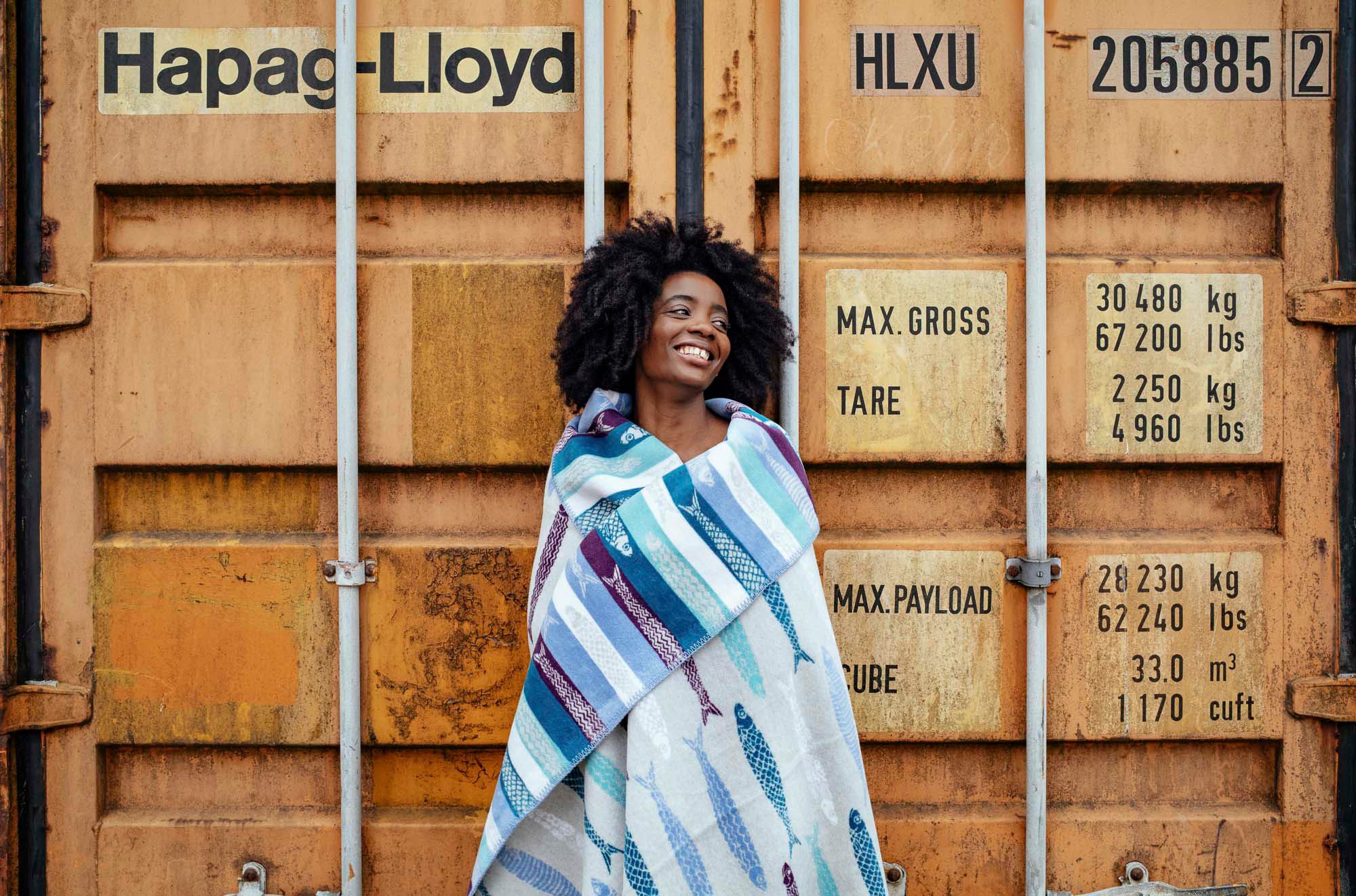 Wohndecke SARDINE, PAD, Made in Europe, Wendefunktion, gestreift, Motiv Fische, 150x200 cm