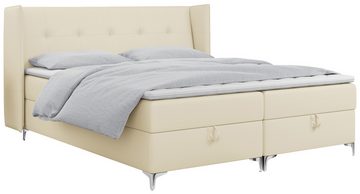 MKS MEBLE Boxspringbett LONEDO, Polsterbett mit Bettkasten und Kopfstütze, Modern Stauraumbett