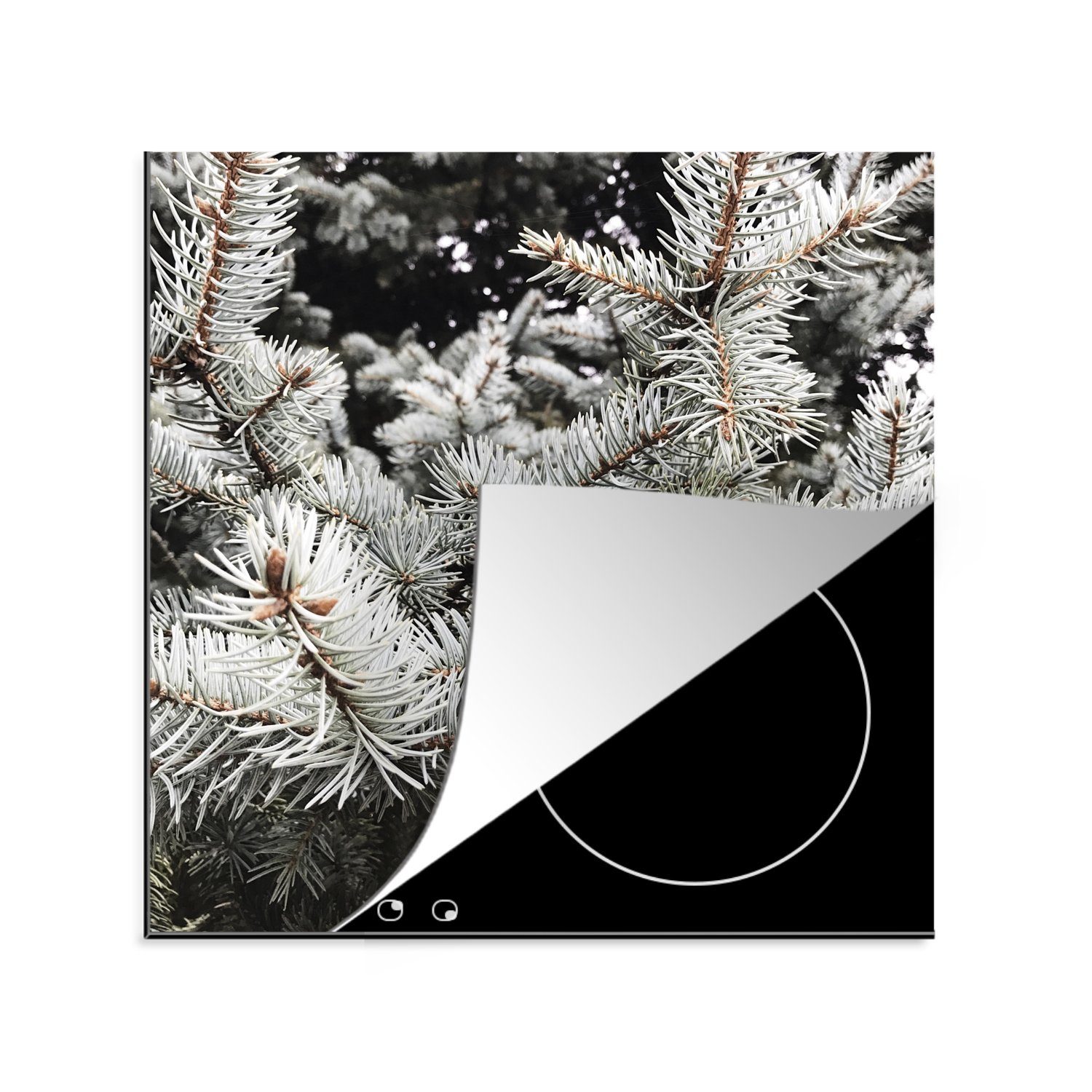 MuchoWow Herdblende-/Abdeckplatte (1 tlg), - 78x78 Vinyl, Äste cm, Winter, Arbeitsplatte - küche Ceranfeldabdeckung, für Baum