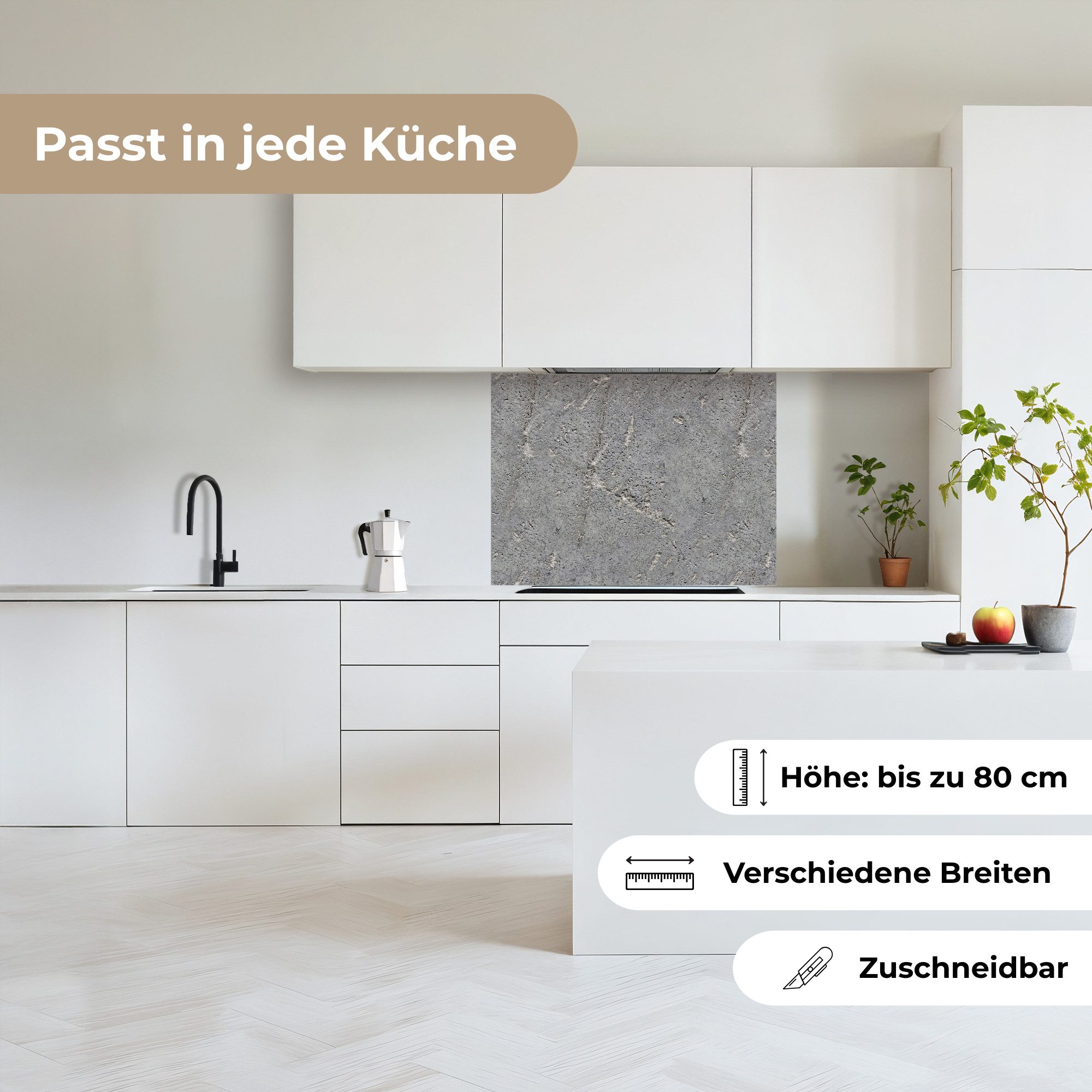 KitchenYeah Küchenrückwand selbstklebend Beton - Muster - Stein, (1-tlg), Spritzschutz, Küche, Rückwand, Küchenwand, Küchenfront, 80x60 cm