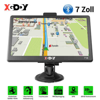 XGODY 7-Zoll, LKW-Navigationsmodus, Bluetooth, Karten-Updates, Navigationsgerät (Europa(48 Länder), inklusive lebenslanger Kartenupdates, Sprachführung,Touch-Screen)