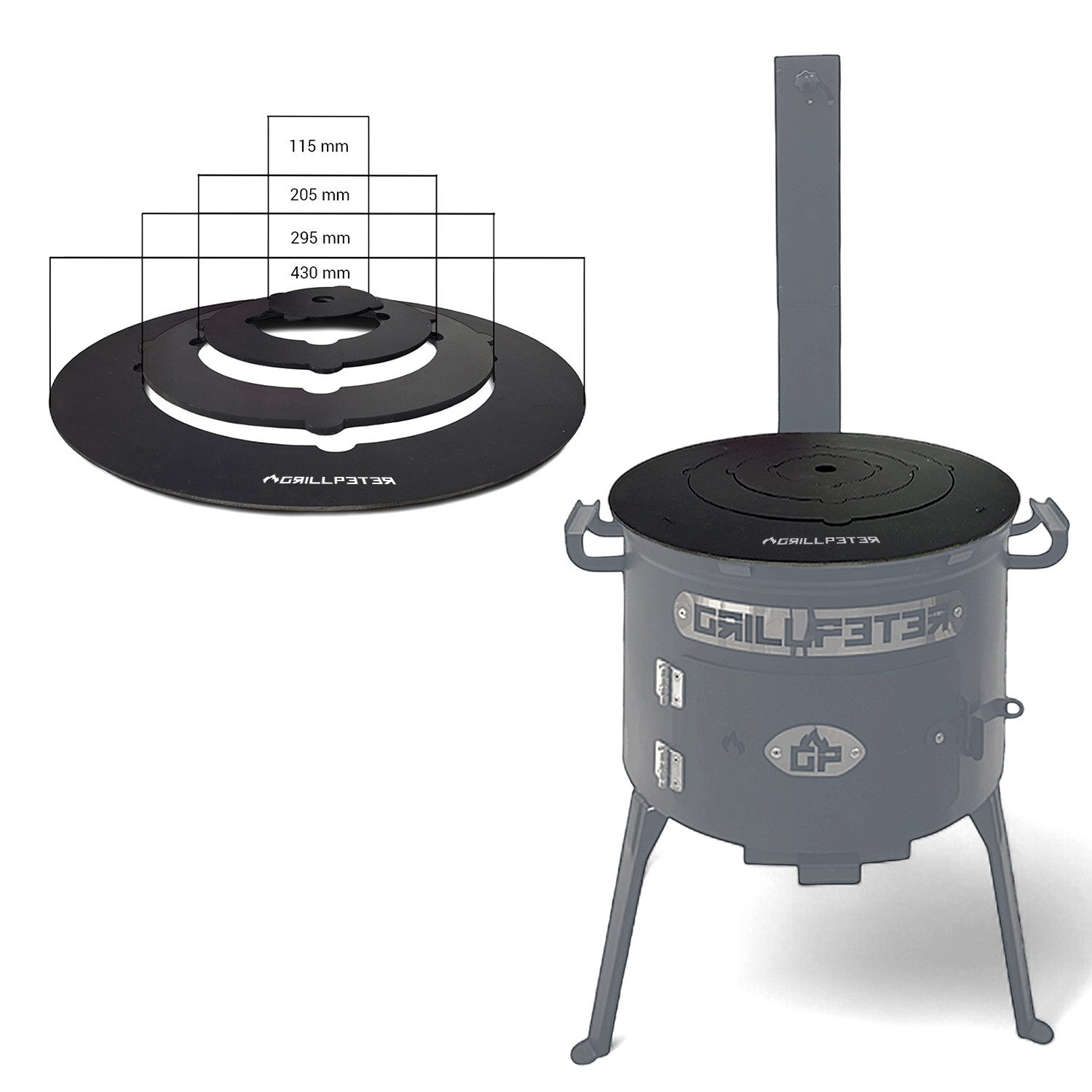 Grillpeter Grillplatte Adapterplatte für Utschak Ø40 cm Kochplatte aus Stahl 4mm