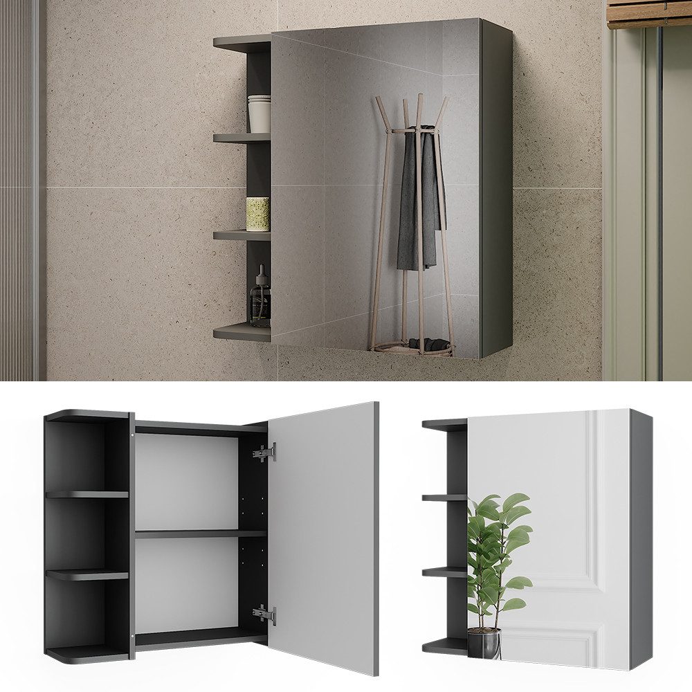 Vicco Badezimmerspiegelschrank Fynn, Anthrazit, 62 x 64 cm (1-St) – Bild 2 von 5