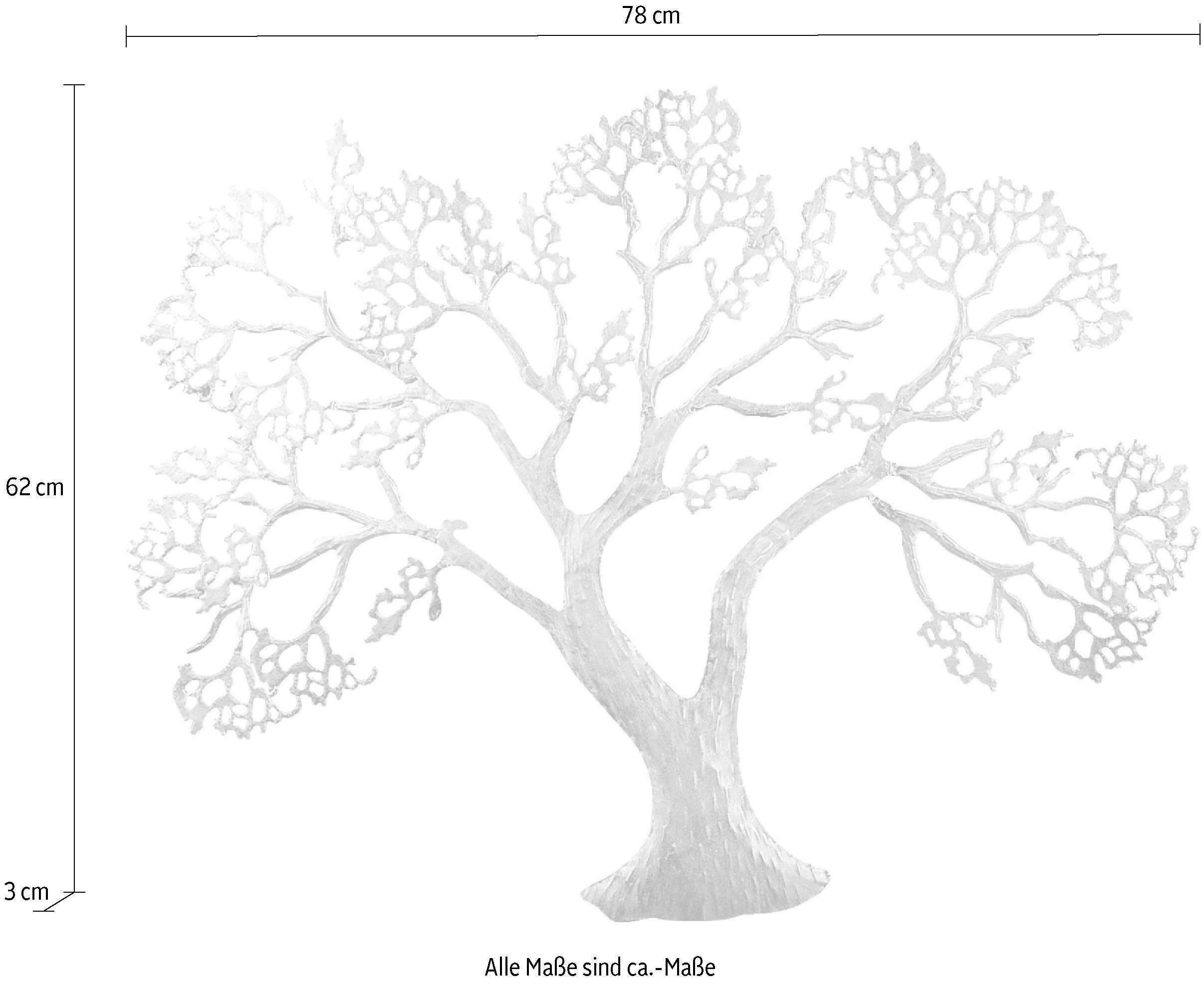 GILDE Wanddekoobjekt Wandrelief Baum, silber (1 St), Wanddeko, aus Metall, dekorativ im Esszimmer & Wohnzimmer