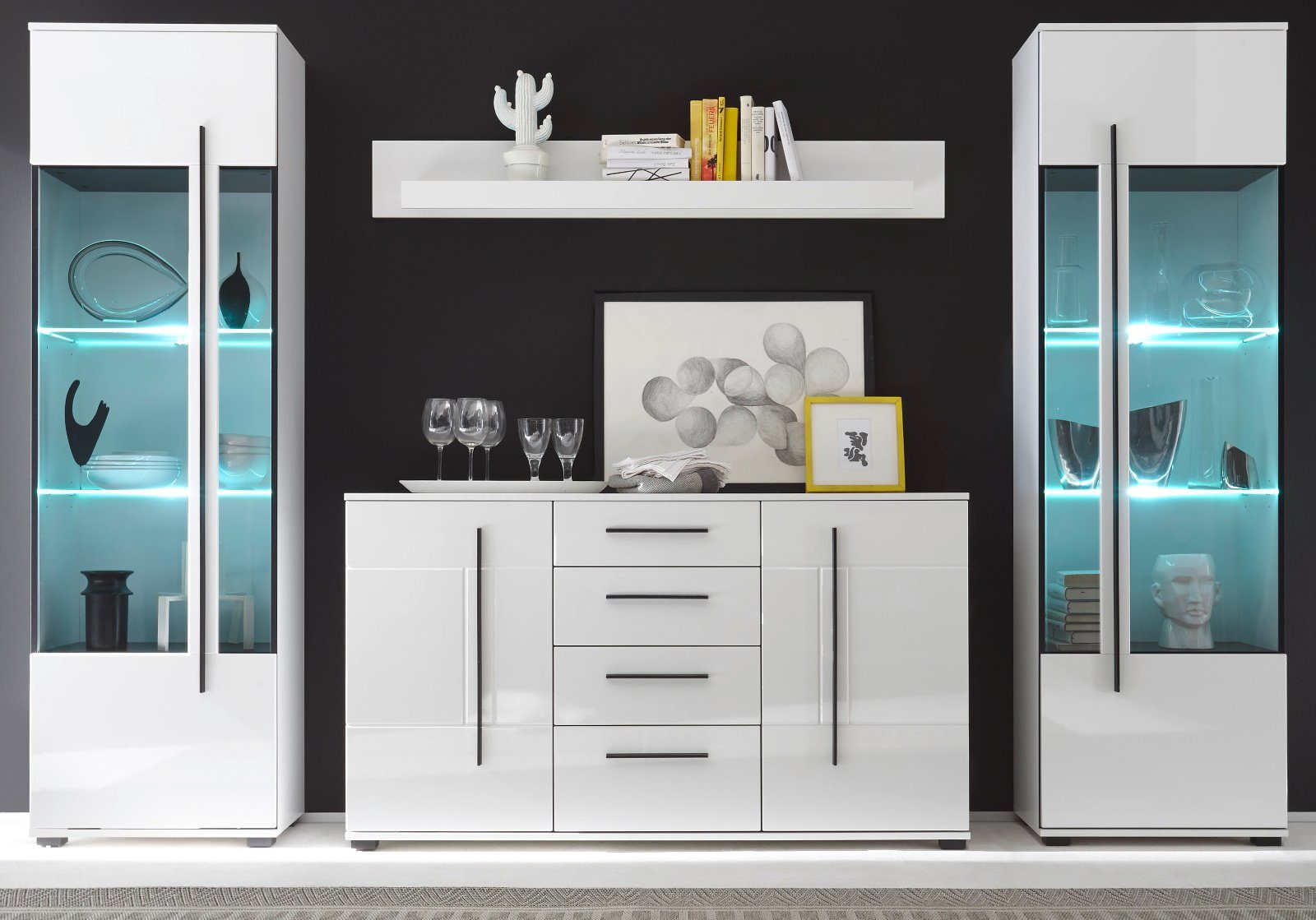 Furn.Design Wohnwand Design-D, (Set 4-teilig, ca. 290 x 200 cm), in weiß Ho günstig online kaufen