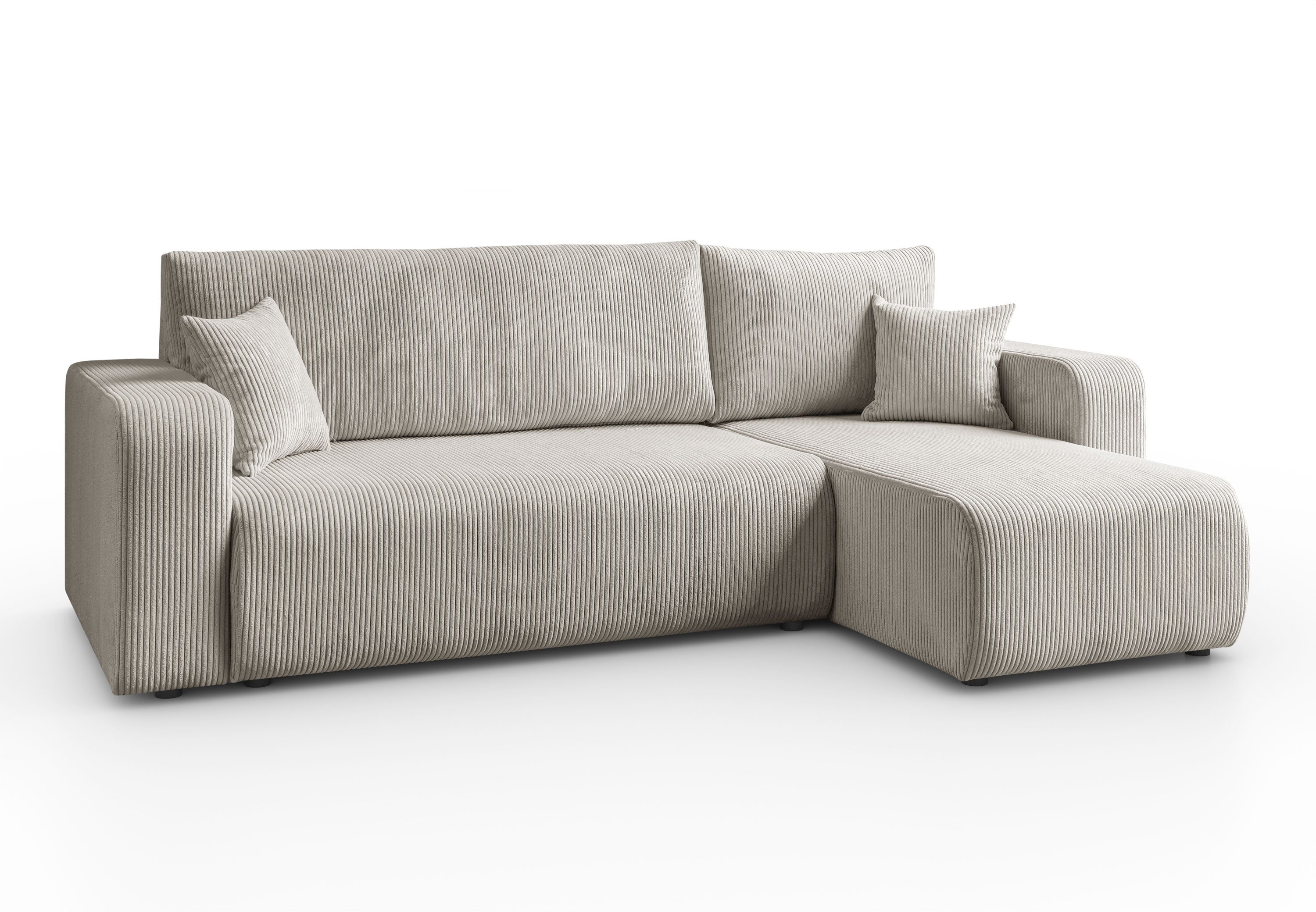 Lookway Ecksofa PRESTIGE L-Form Couch, Cord-Stoff, mit Bettfunktion und Bettkasten, Seite universal