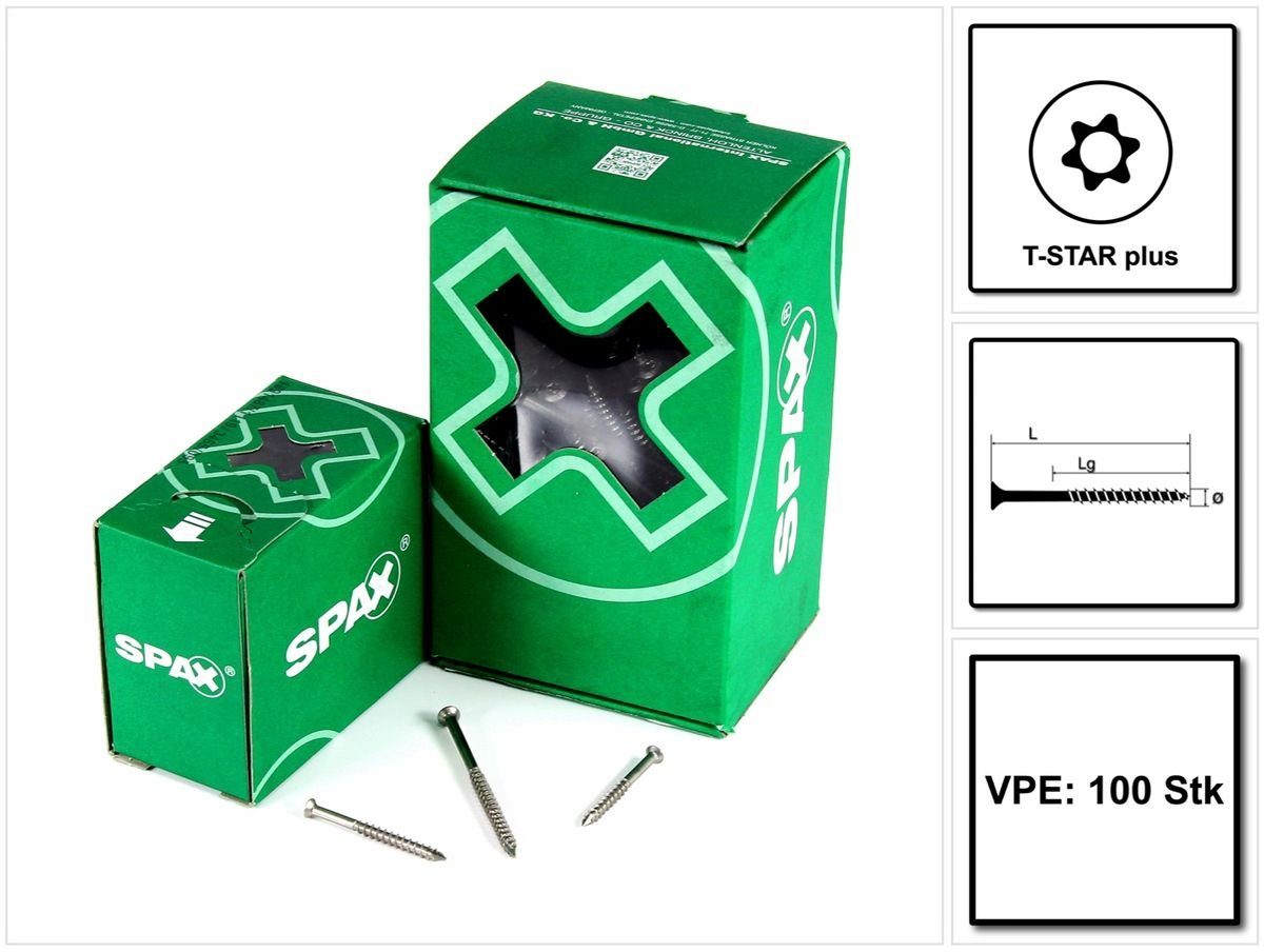 SPAX Schraube Fassadenschraube 4,5 x 70 mm Edelstahl A2 100 Stk (0467000450703) T