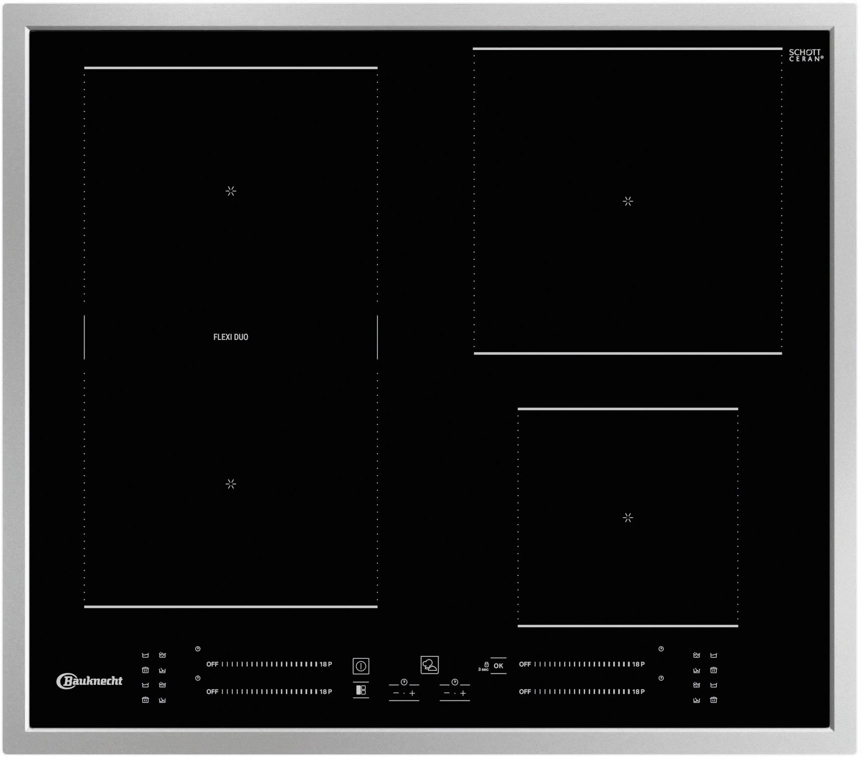 Direct SCHOTT jede BS BAUKNECHT Access CERAN® Touch 7160C von FT, mit Flex-Induktions-Kochfeld für Kochzone – Control Slider-Funktion