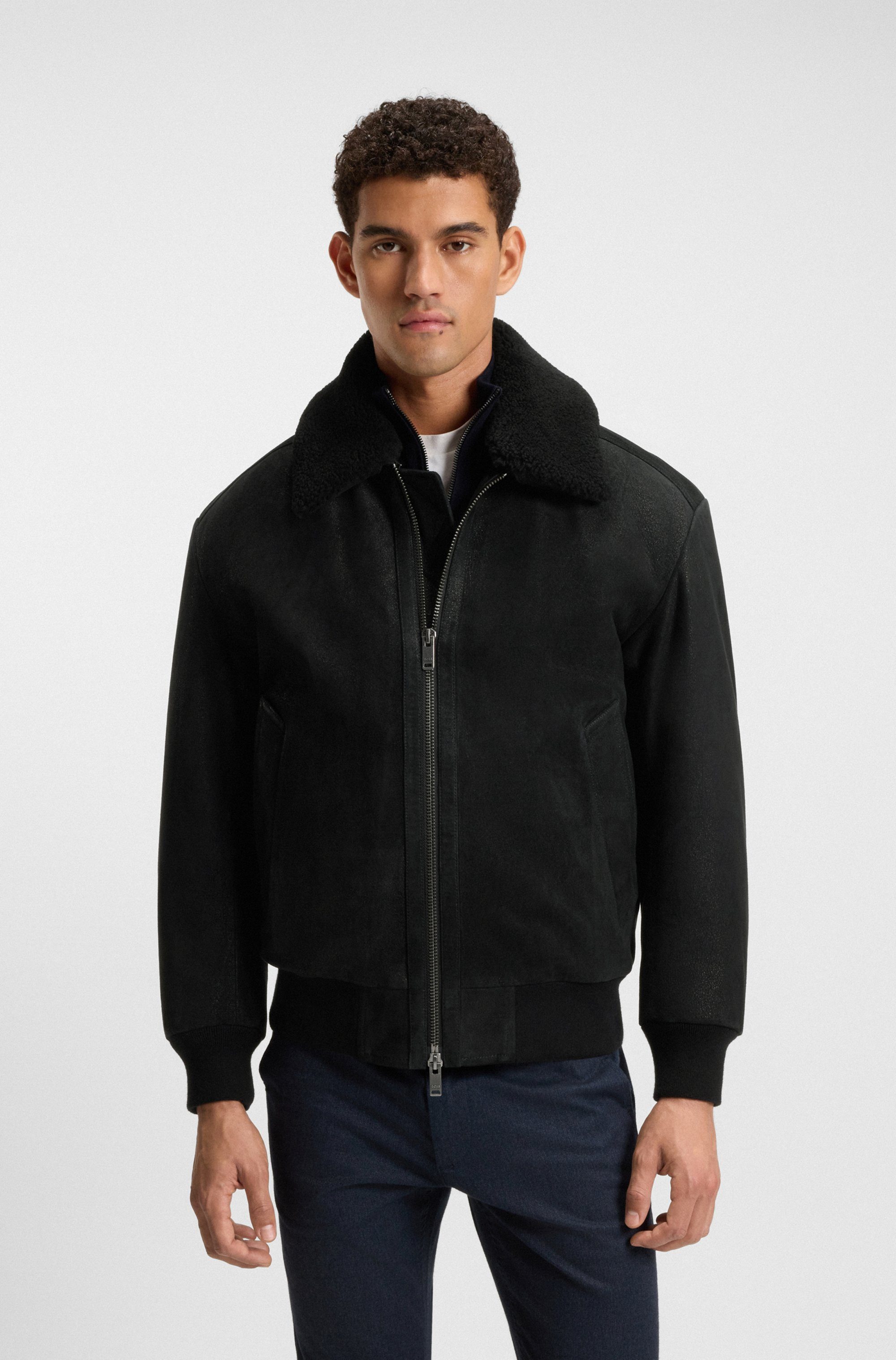 BOSS ORANGE Bomberjacke Jonier aus Velourleder, günstig online kaufen