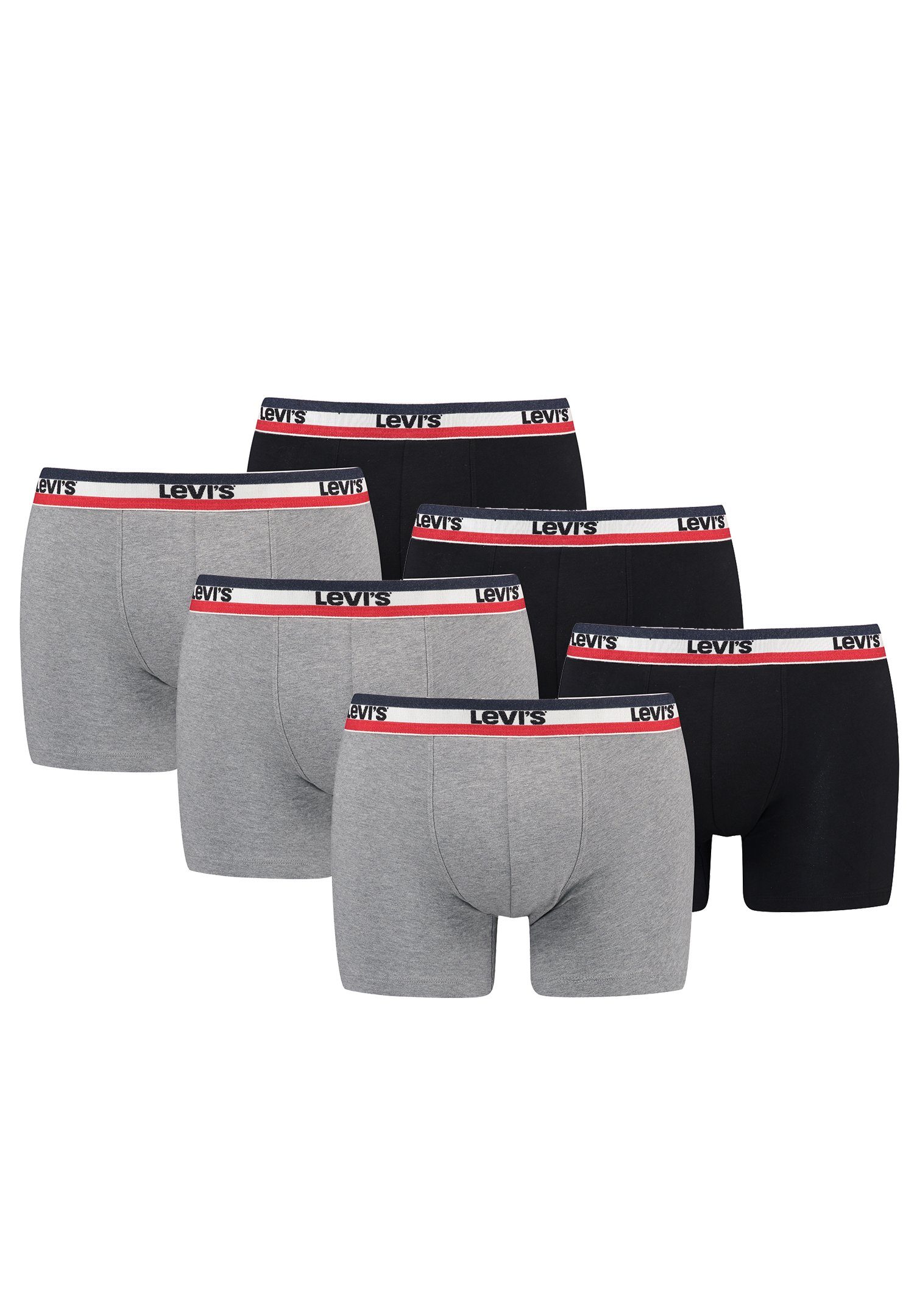 Levi's® Boxershorts MEN SPRTSWR LOGO BOXER BRIEF ORGANIC CO 6er Pack (Set, 6-St., 6er-Pack) Middle Grey Melange