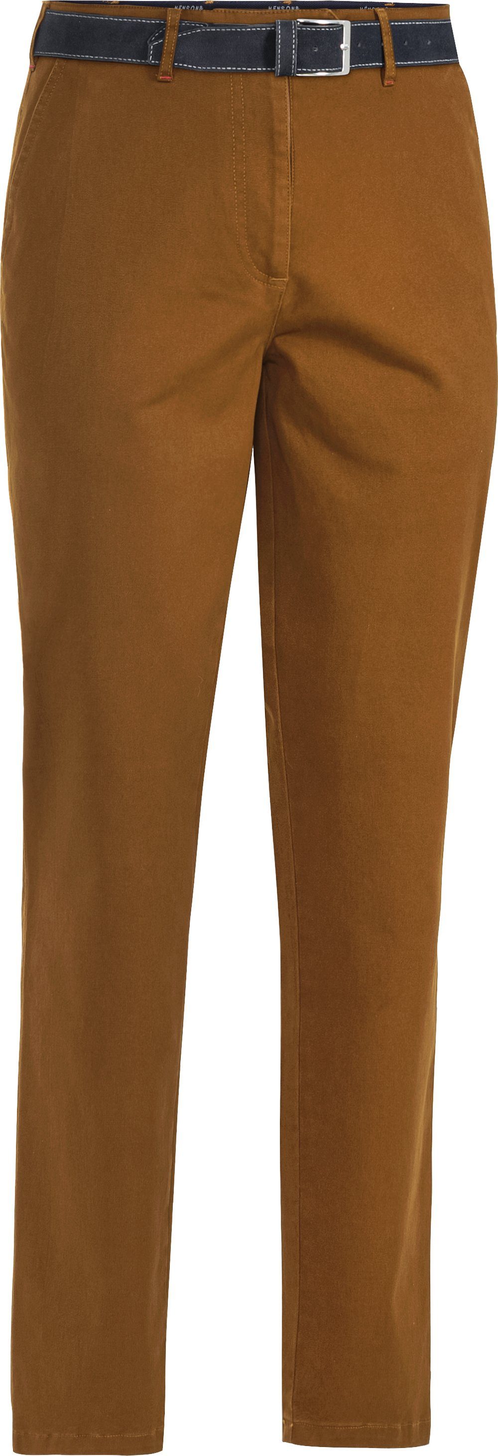 HENSON&HENSON Stretch-Hose in farbintensiver, formstabiler Twill-Qualität mit passendem Gürtel gelb | Stretchhosen