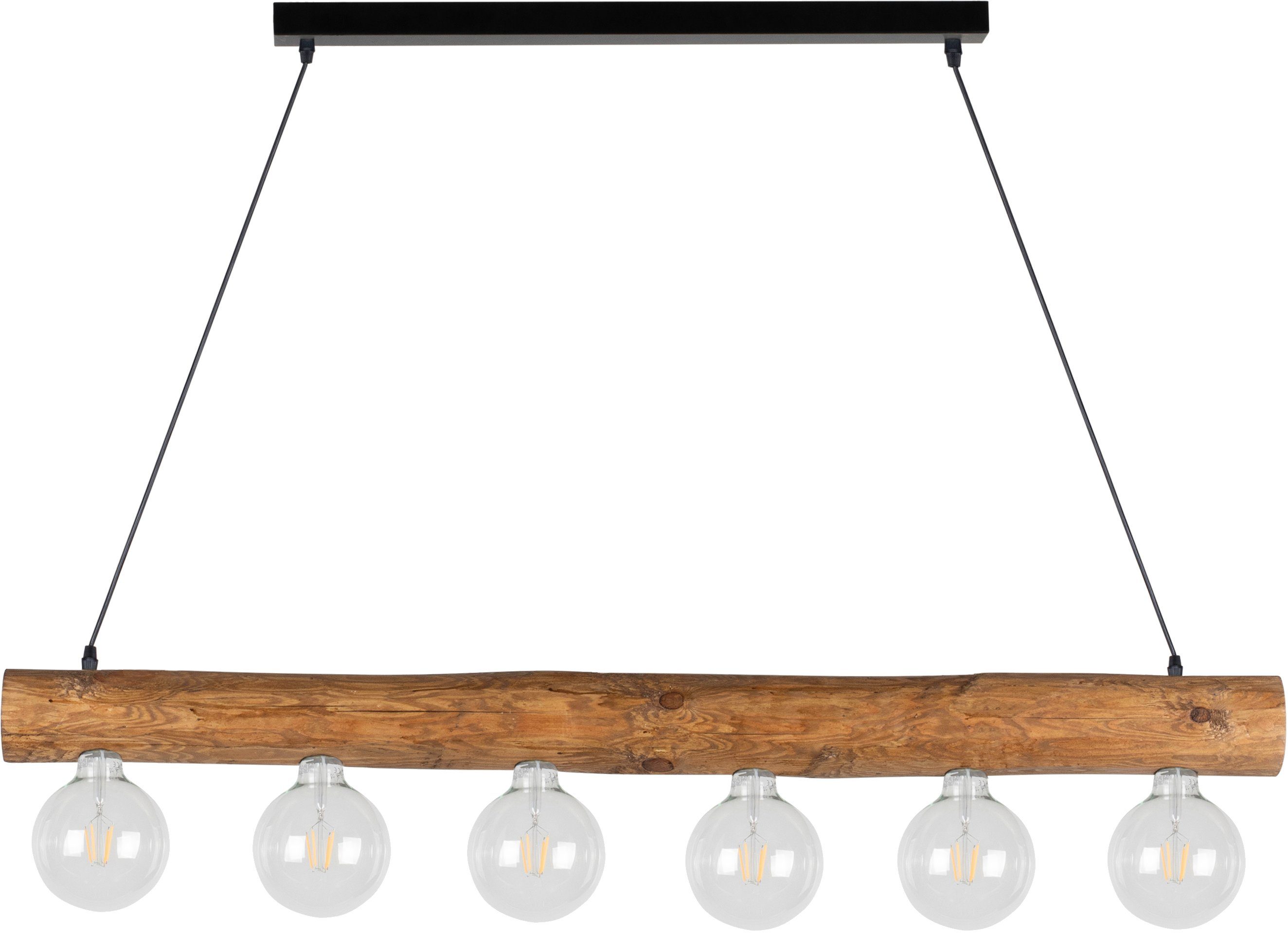 SPOT Light Pendelleuchte TRABO SIMPLE, Leuchtmittel wechselbar, Hängeleuchte, Holzbalken aus massivem Kiefernholz Ø 8-12 cm | Pendelleuchten