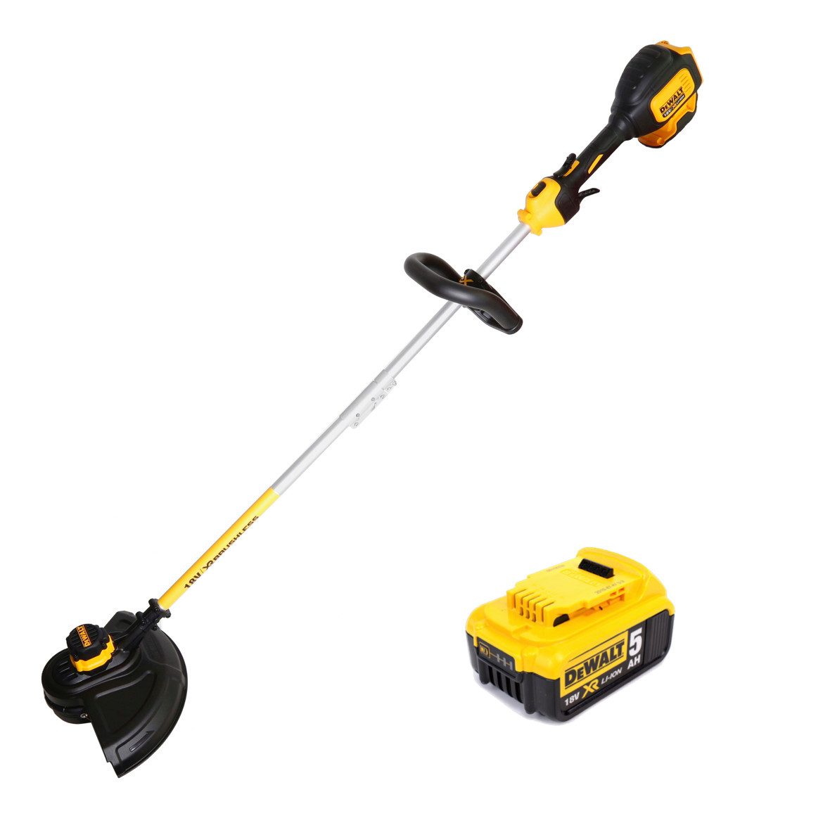 DeWalt Akku-Rasentrimmer DCM 561 PBS Akku Rasentrimmer 18V Brushless + 1x Akku 5,0Ah