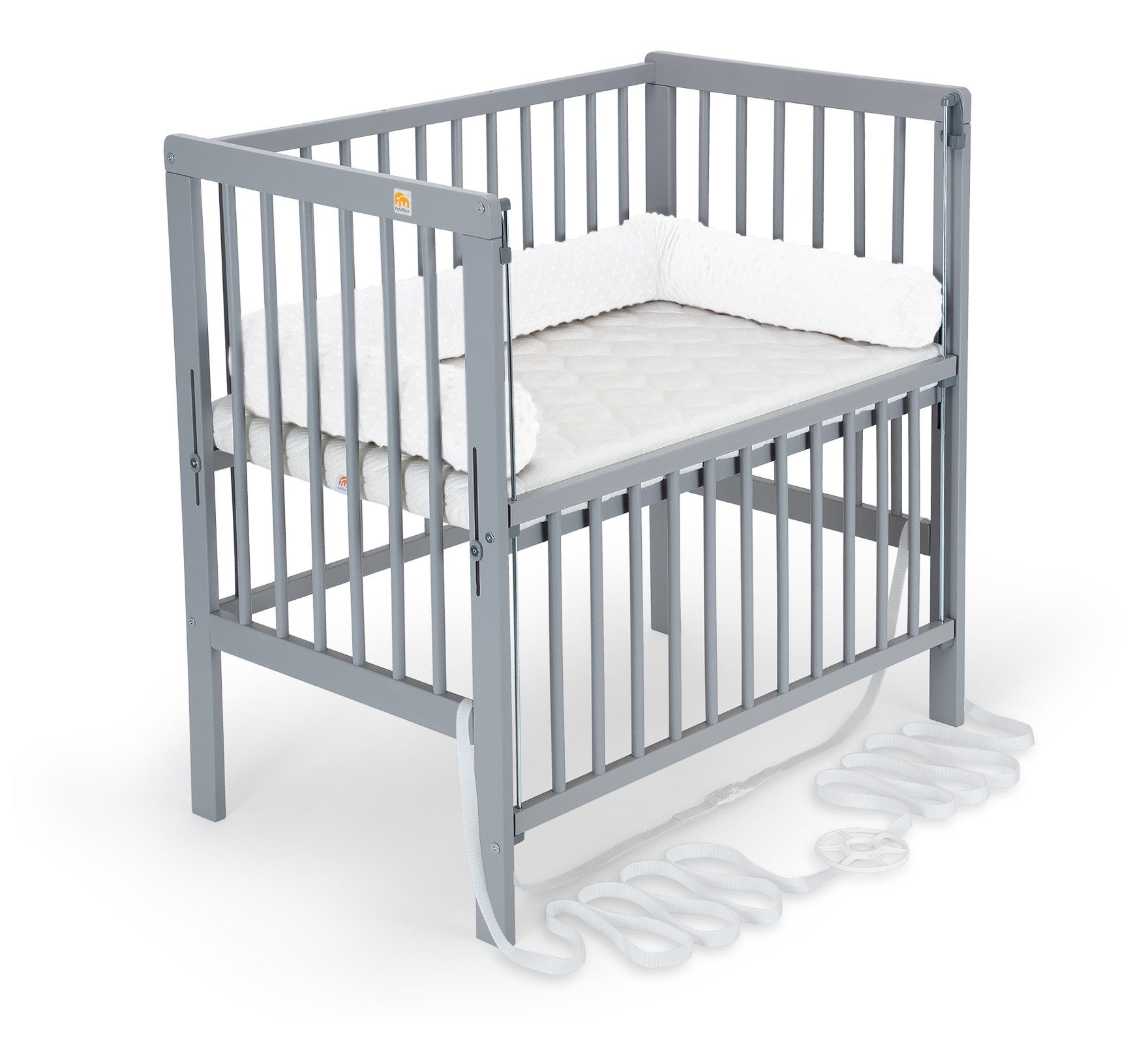 FabiMax Beistellbett Flex grau mit Nestchenschlange