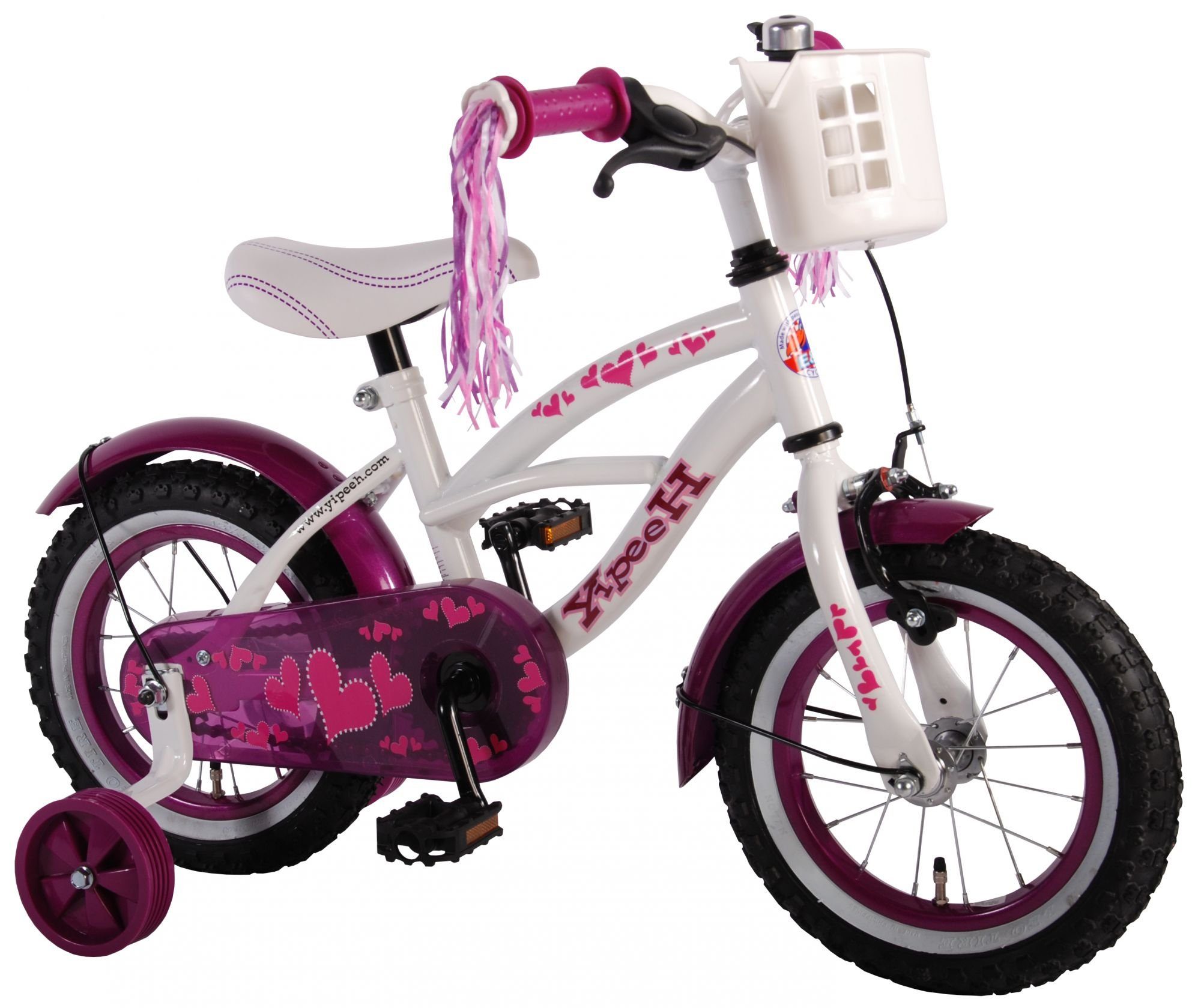 Kinderfahrrad Heart Cruiser Kinderfahrrad - Mädchen - 12 Zoll - Weiß/Lila