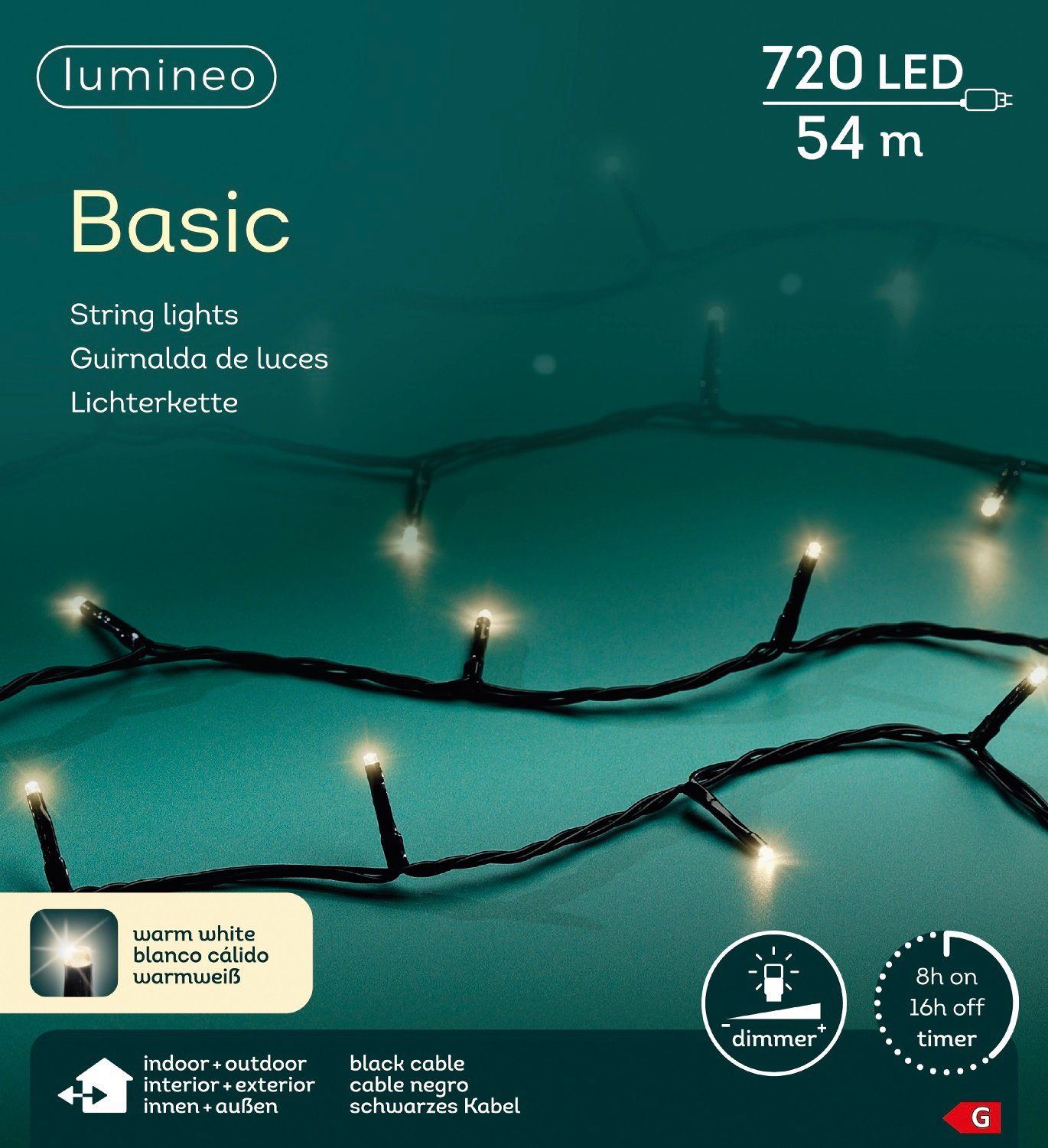 Lumineo LED-Lichterkette Lumineo Lichterkette BASIC 720 LED 54 m warm weiß, günstig online kaufen