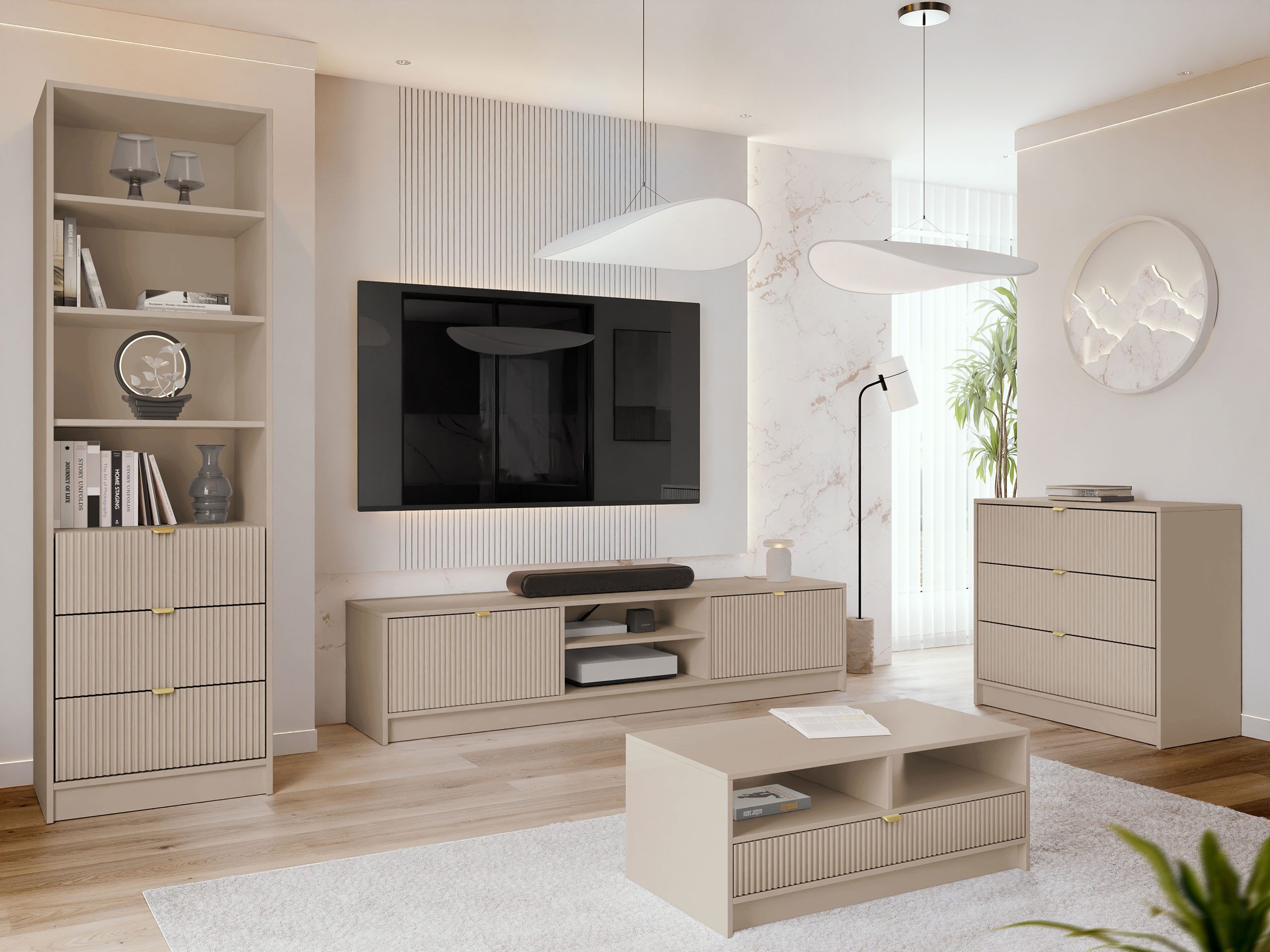MIRJAN24 Wohnzimmer-Set Tireno VII, (4er-Set, Kommode, günstig online kaufen