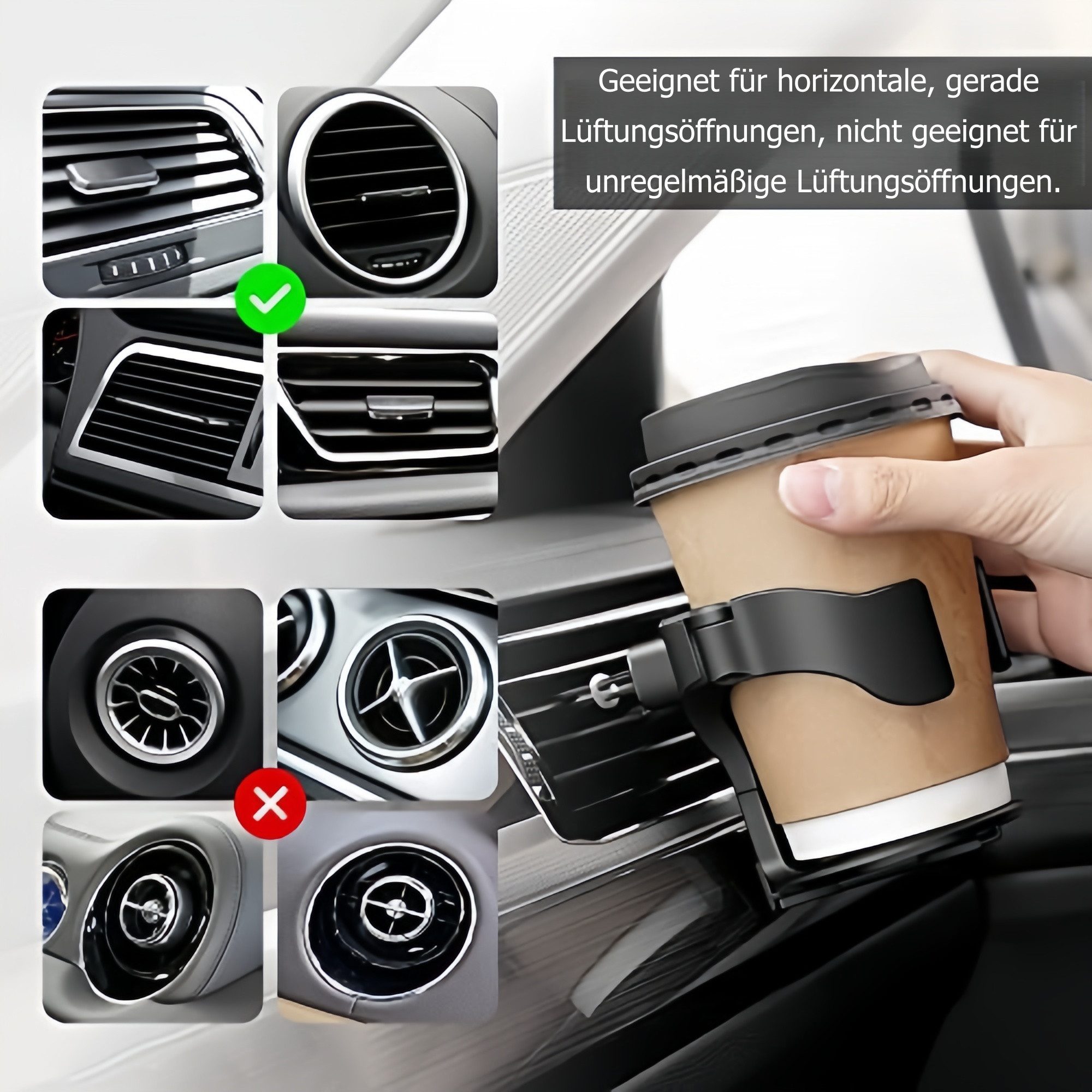 FOUORTUNATE-BEE Halterung Auto Getränkehalter 2er Set – Verstellbarer Becherhalter für Lüftung, (Universeller Auto-Becherhalter für Dosen, Flaschen & Kaffeebech – Bild 2 von 5