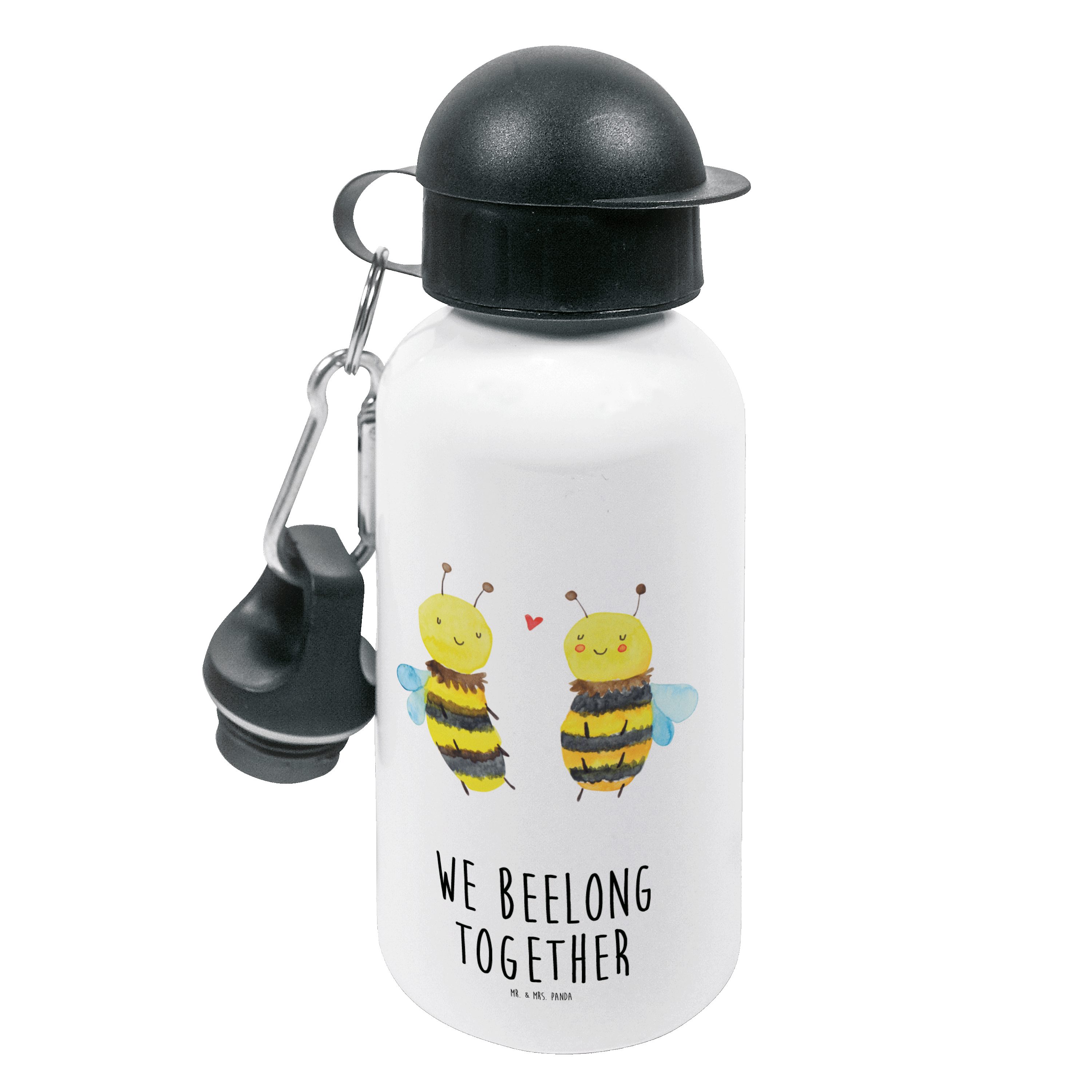 Mr. & Mrs. Panda Trinkflasche Biene Verliebt - Weiß - Geschenk, Trinkflasche, Hummel, Kinderflasche