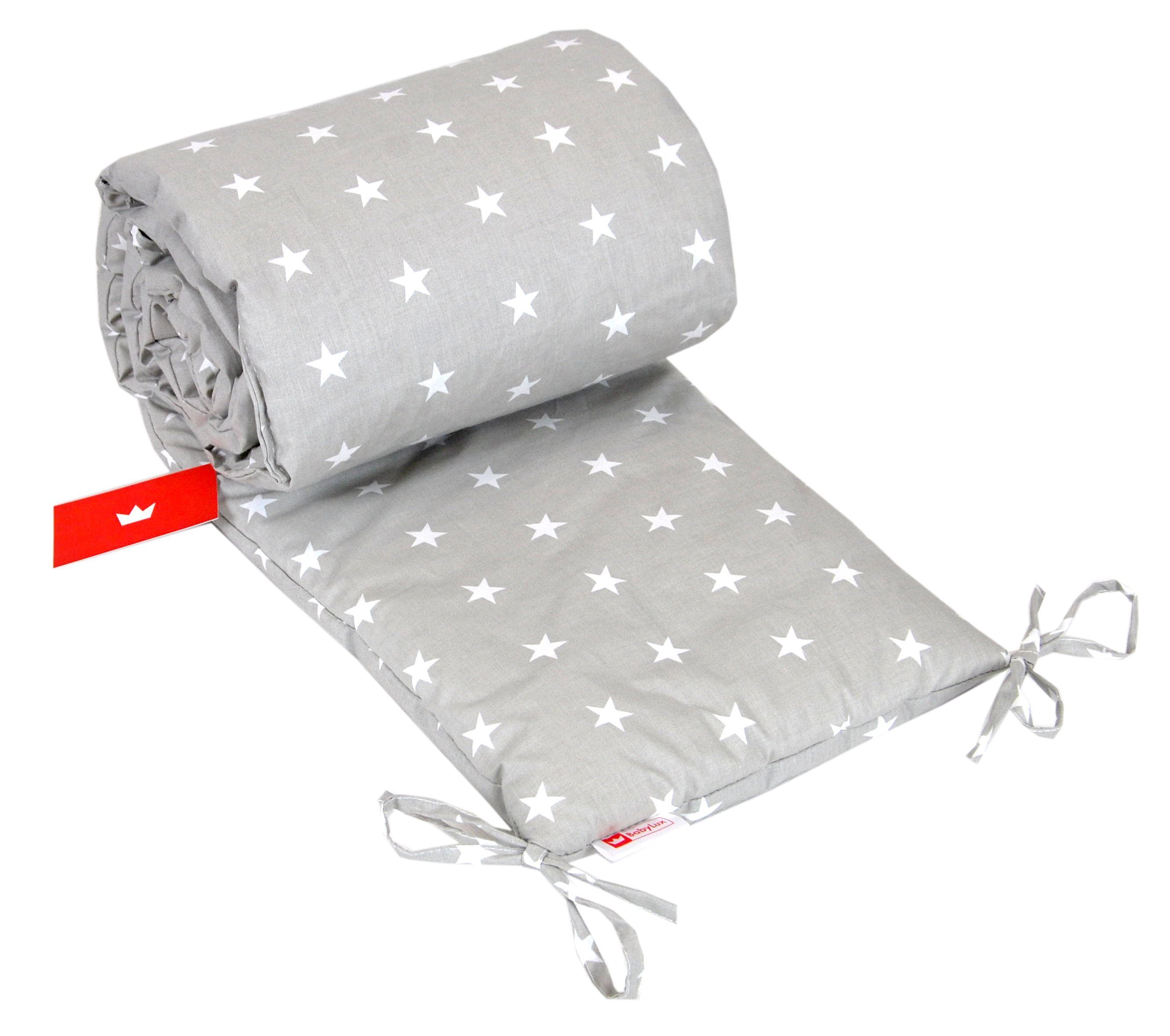 BabyLux Bettnestchen BABYLUX Bettumrandung NESTCHEN Bettnestchen 210 x 30 cm Babybett, 91. Sterne Grau