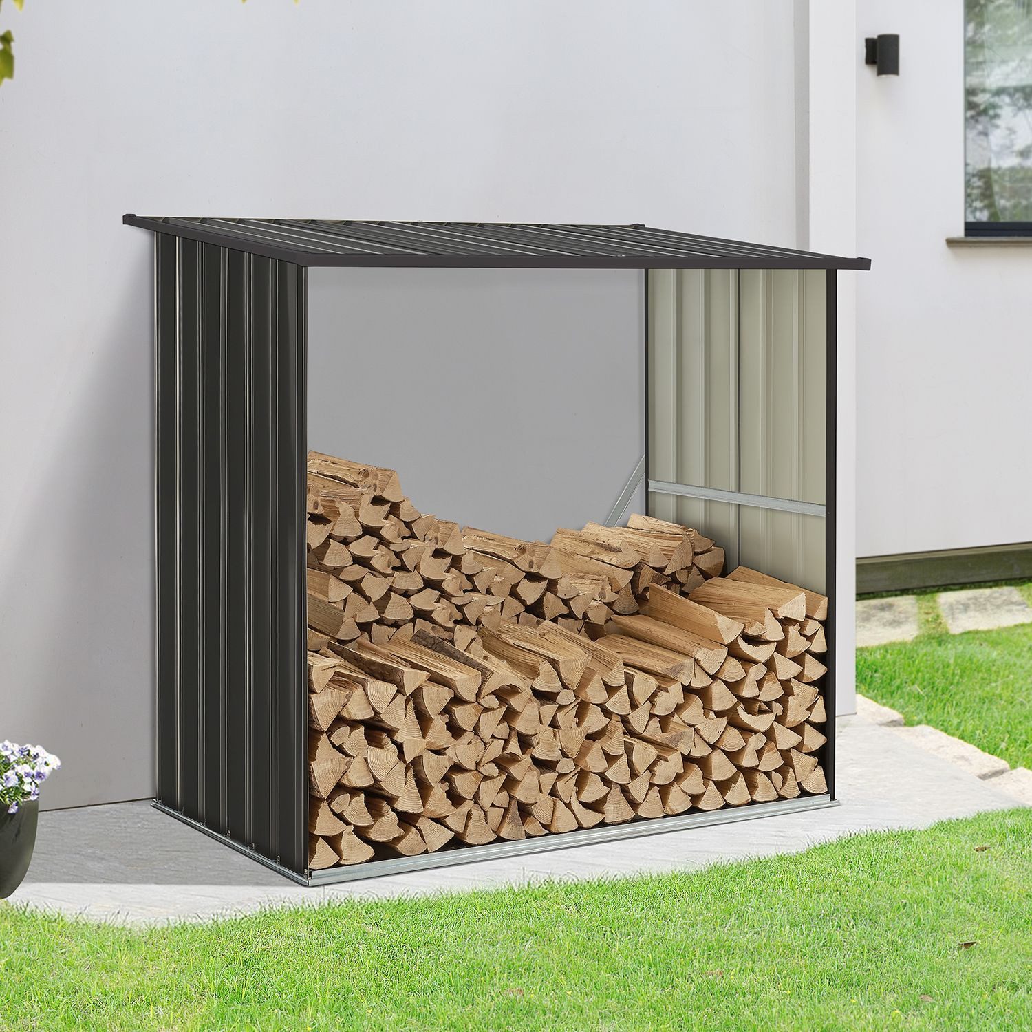 Juskys Kaminholzregal Enno, 1 m² Grundfläche, günstig online kaufen