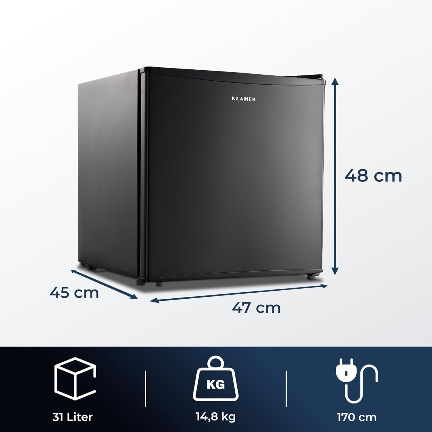 KLAMER Gefrierschrank Minigefrierschrank, 48 cm hoch, 45 cm breit, Echte Gefrierleistung, Kompakt & Effizient