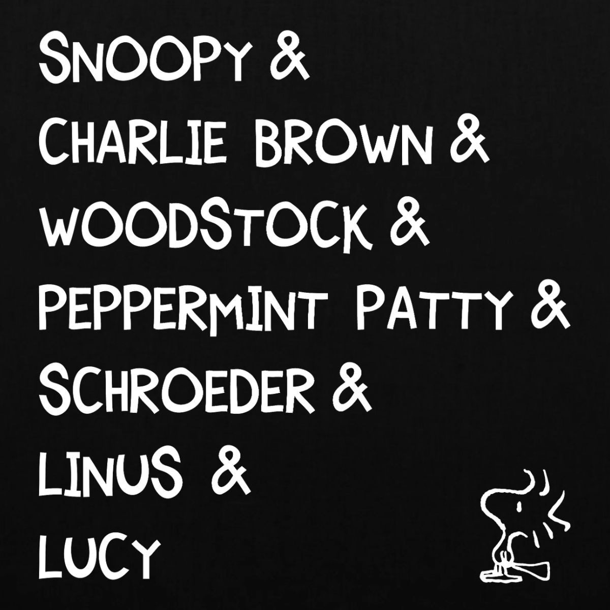 Spreadshirt Henkeltasche Peanuts Snoopy & Charlie Brown & Woodstock Charaktere Stoffbeutel (1-tlg)