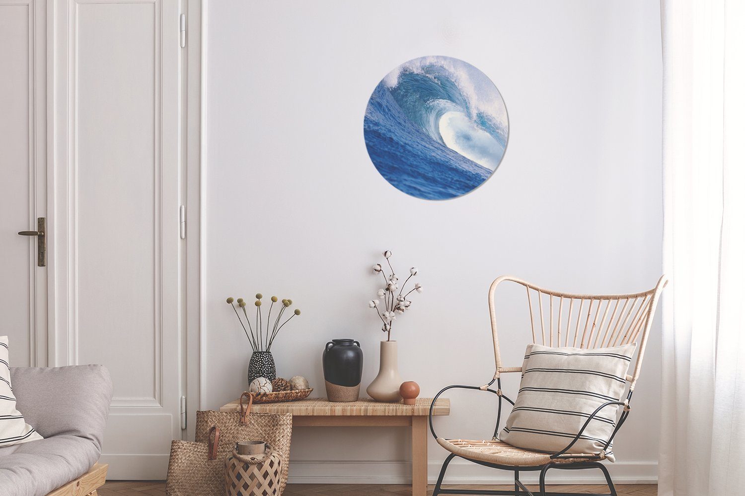 Meer - Gemälde Wanddekoration Golf Ozean, (1 Wohnzimmer, Kreis - Rundes 30x30 cm Wandbild, Forex, MuchoWow St),