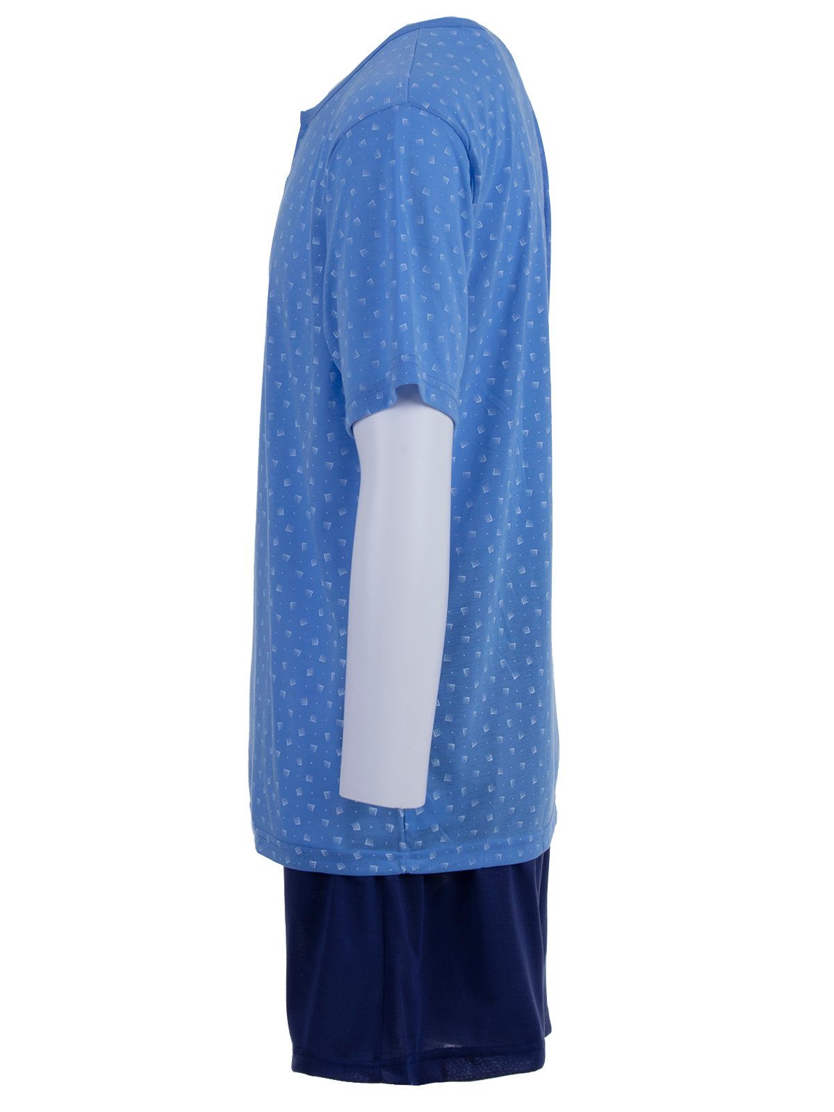 Lucky Schlafanzug blau Set Rechteck - Knöpfe Pyjama Shorty