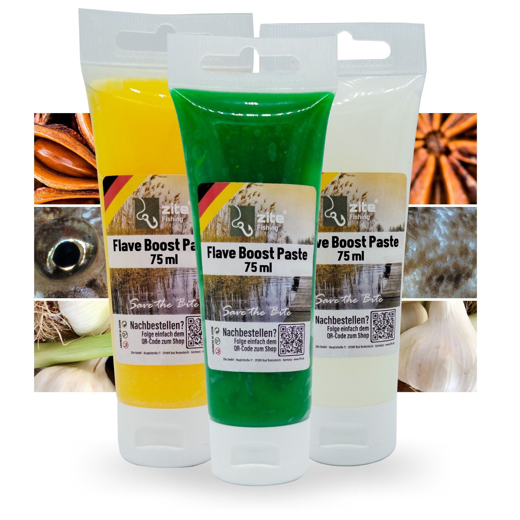 Fischlockstoff Flave Boost Paste 3er Set - Lockmittel Anis Grundel Knoblauch