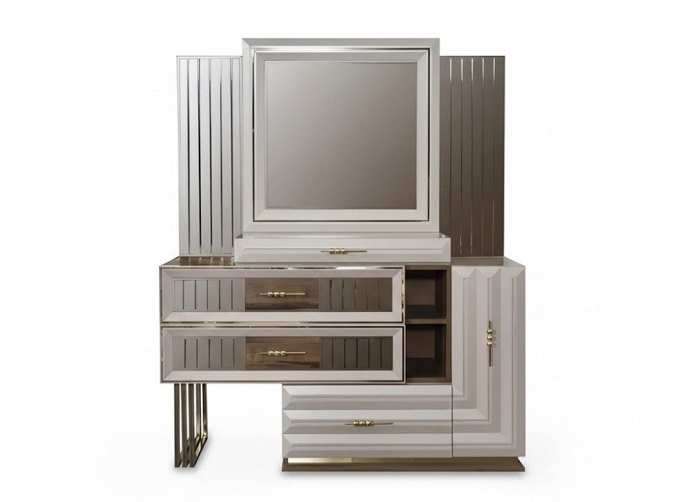 JVmoebel Schminktisch Beiger Frisiertisch mit Stauraum für Make-up und Schmuck (2-St., Schminktisch + Spiegel), Made in Europa