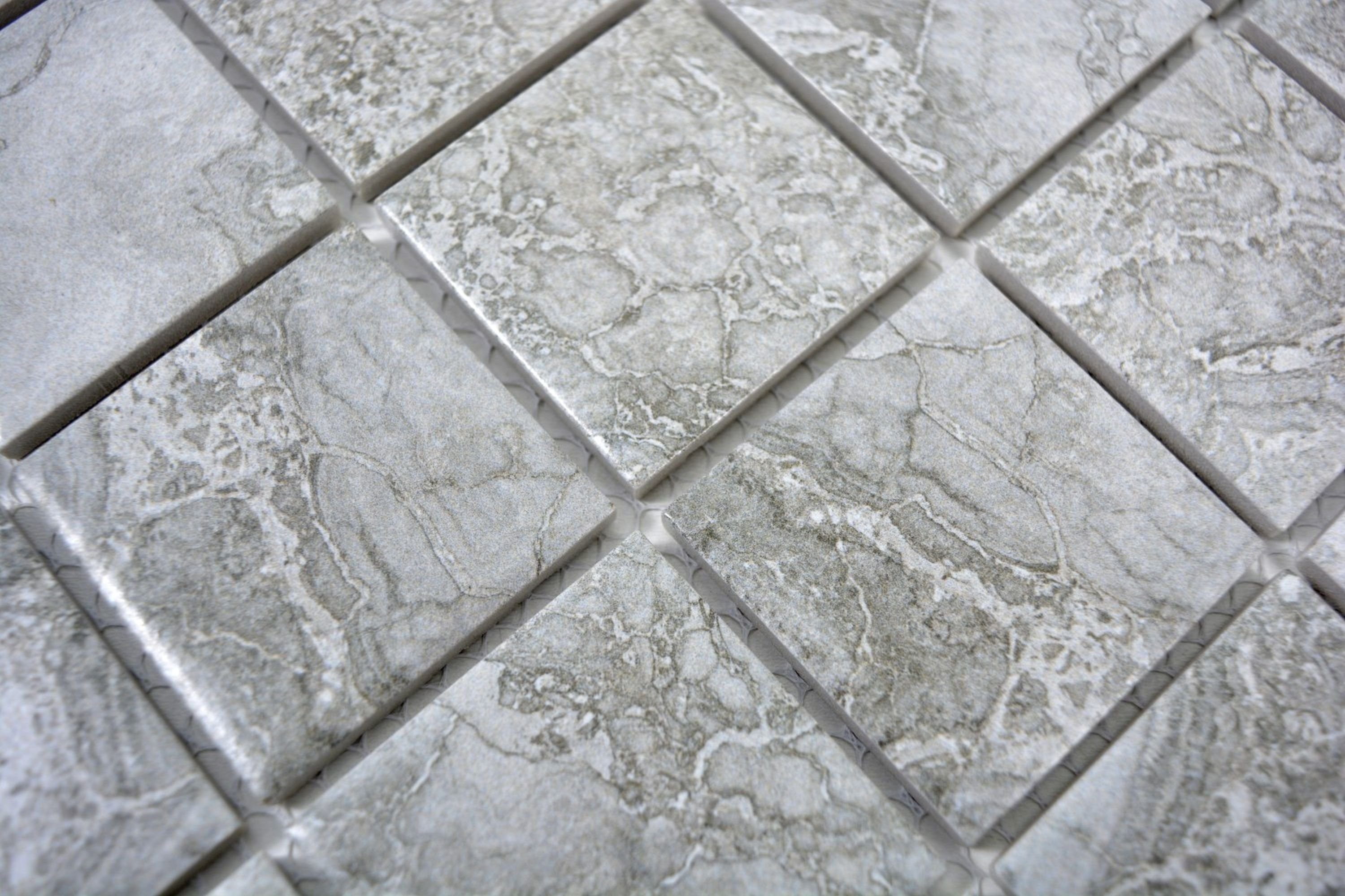 Thumbnail - Mosani Mosaikfliesen Keramik Mosaik Fliese Naturstein Optik grau Struktur Bad