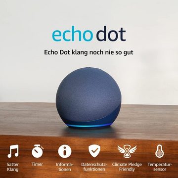 Amazon Echo Dot (5. Gen), mit Alexa u. sattem Klang, Tiefseeblau Bluetooth-Lautsprecher