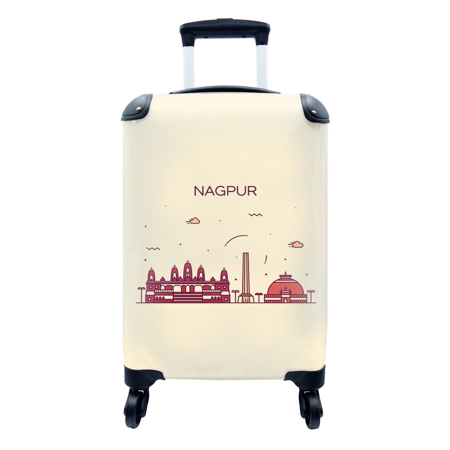 Trolley, - Reisetasche Nagpur, Indien - rollen, MuchoWow mit 4 Handgepäck Skyline Handgepäckkoffer für Ferien, Reisekoffer Rollen,