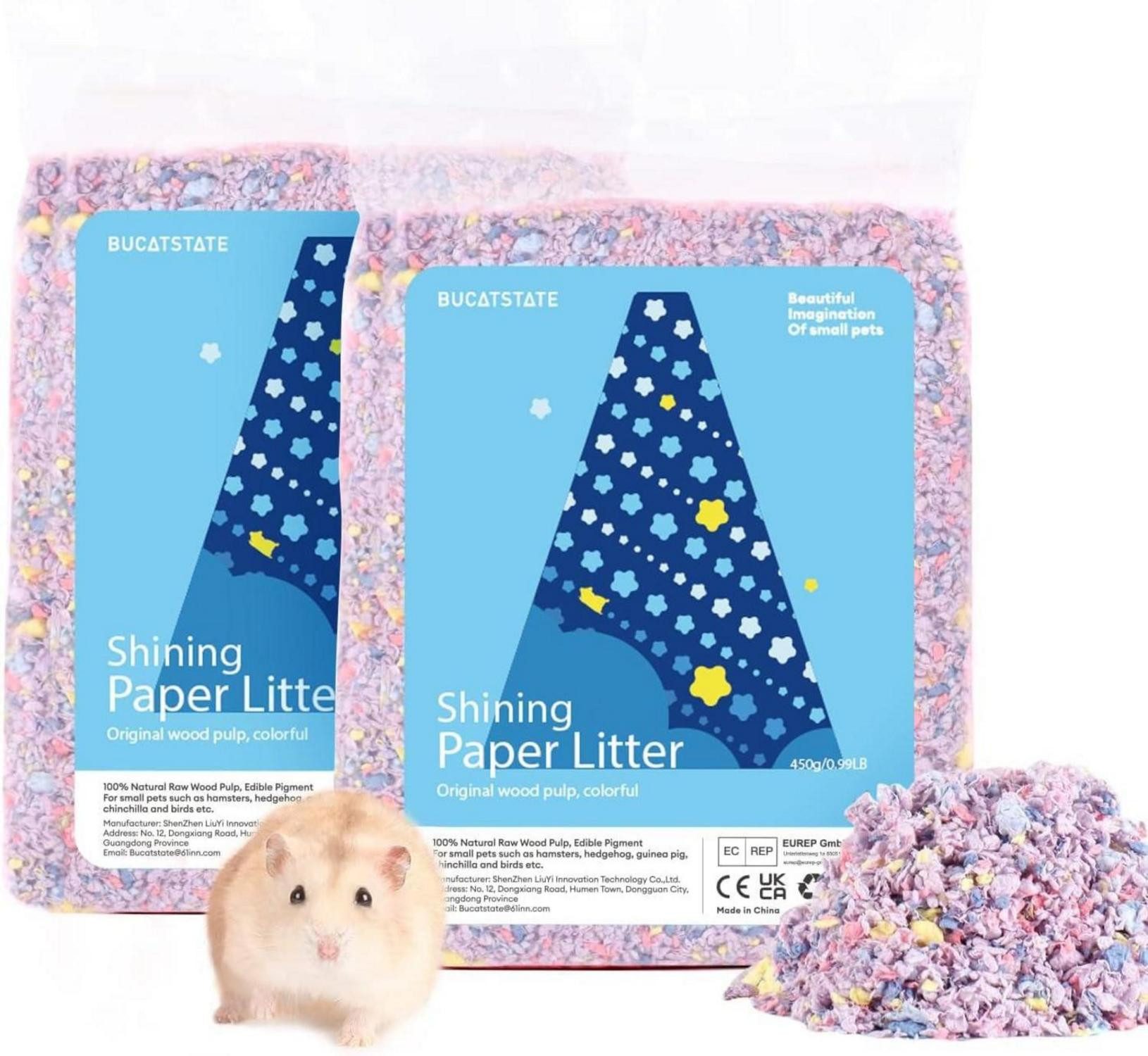 Kleintierkäfig Hamster Streu Bunt 900g Staubfrei Toiletten Streu für Kleine Haustiere