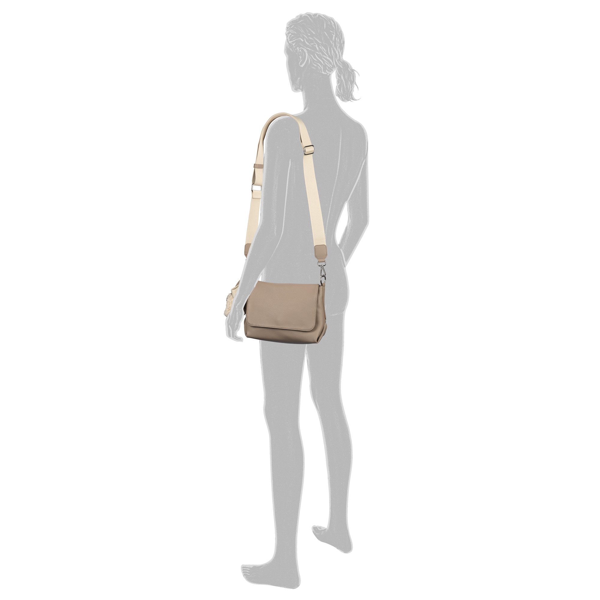 TOM TAILOR Umhängetasche Fania (Set, Süßer Fellanhänger), Damen Schultertasche mit Fellimitat-Anhänger