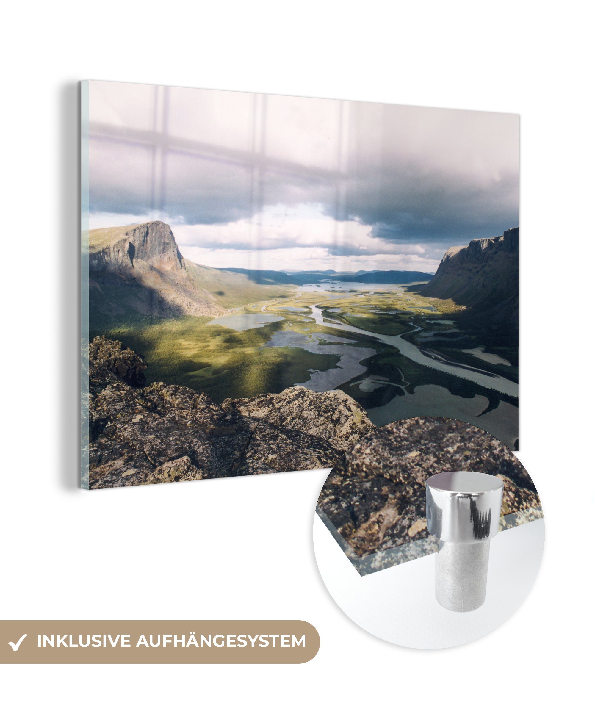 Wohnzimmer Dichte über Wolkendecke Sarek-Nationalpark St), Acrylglasbilder dem in MuchoWow Schweden, Acrylglasbild & Schlafzimmer (1