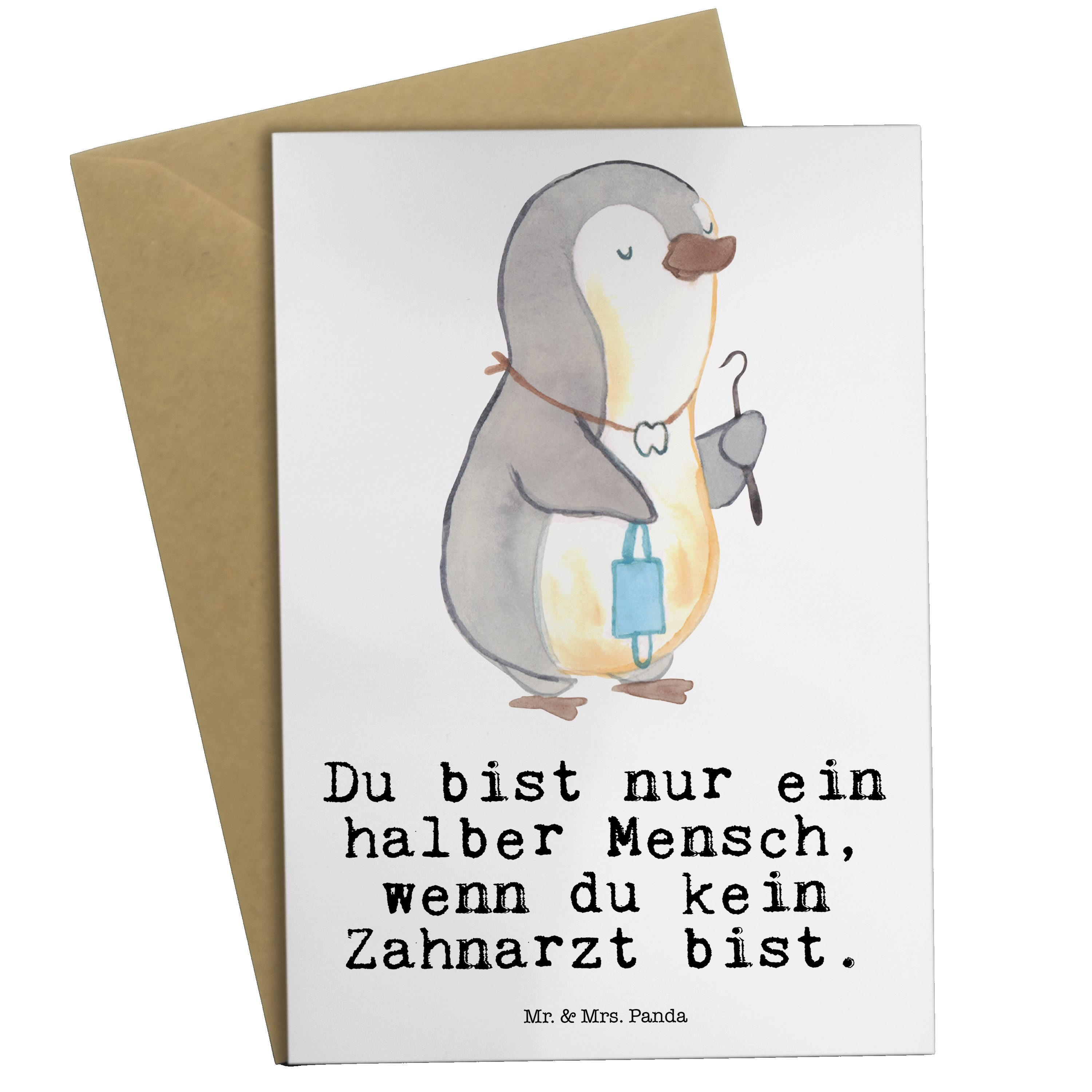 Weiß Grußkarte Klappkarte, - Geschenk, Hochzeitskarte, Panda Zahnarzt Mr. mit - Dank Mrs. Herz &