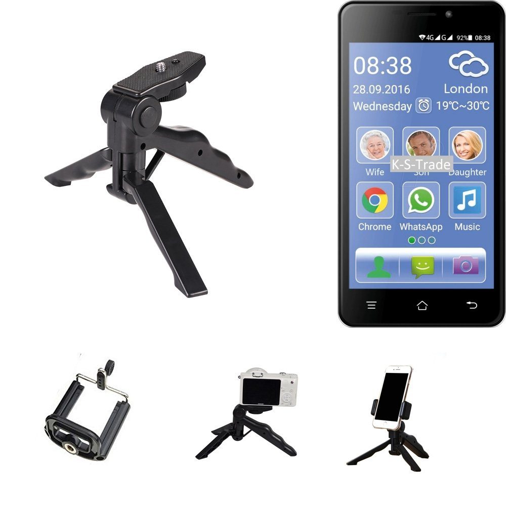 K-S-Trade für Switel eSmart M2 Smartphone-Halterung, (Stativ Tisch-Ständer Dreibein Handy-Stativ Ständer Mini-Stativ)
