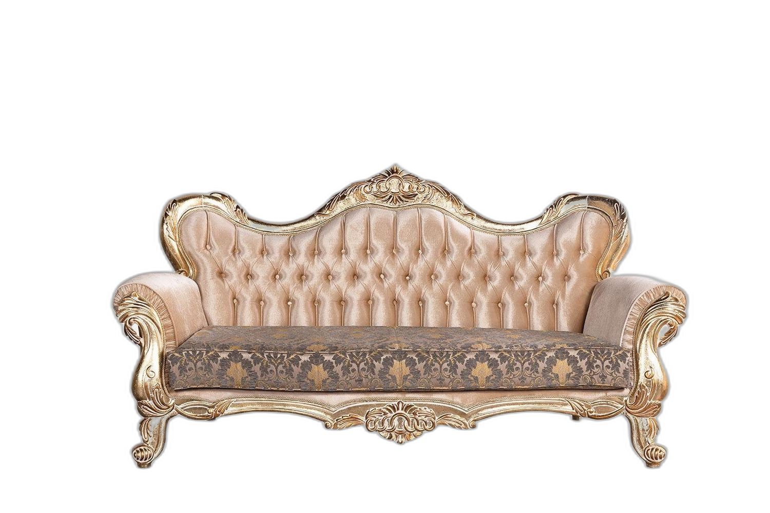 Xlmoebel Chesterfield-Sofa Barockes Chesterfield Sofa in edlem Stoff mit eleganten Details, Hergestellt in Europa
