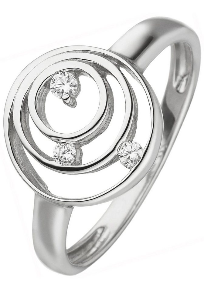 JOBO Fingerring, 925 Silber mit 3 Zirkonia, Juwelierqualität der Marke JOBO