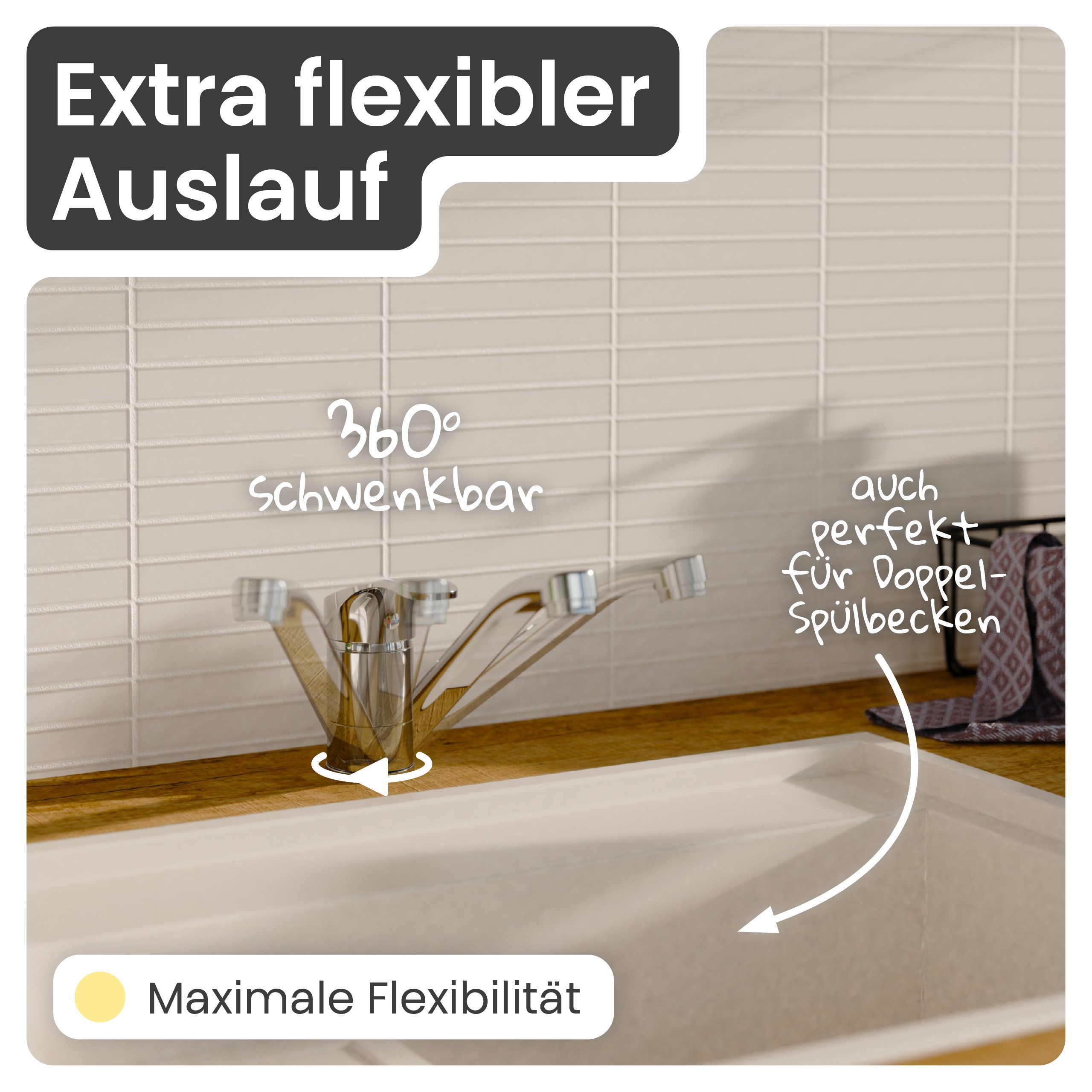 instmaier Spültischarmatur Vera Wasserhahn für Küche, Einhebelmischer Chrom mit leichtgängiger Keramikkartusche, Hochdruckarmatur