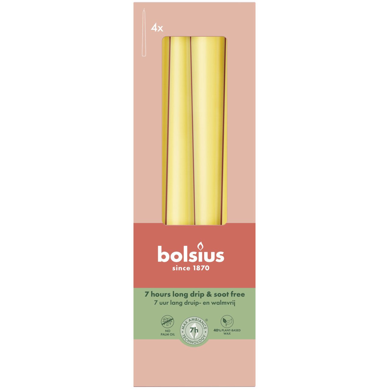 Bolsius Spitzkerze Bolsius Spitzkerzen sonnengelb 24,5 cm Ø 2,4 cm 4