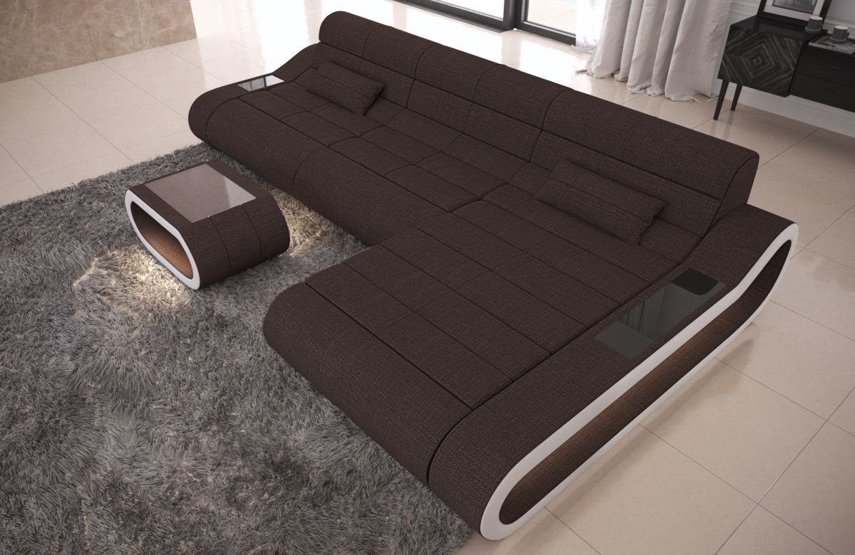 Couch Dreams Concept L Polster ergonomischer Stoff Stoffsofa, Form Dunkelbraun-Weiss Sofa Sofa Designersofa mit Ecksofa Rückenlehne H10