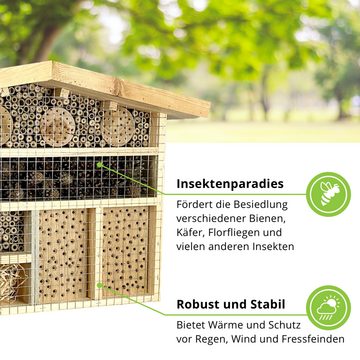 gartenetage Insektenhotel XXL Insektenchalet/Bienenhotel Groß, zum Aufstellen/Insektenhotel aus Massiv-Holz für Bienen & Marienkäfer
