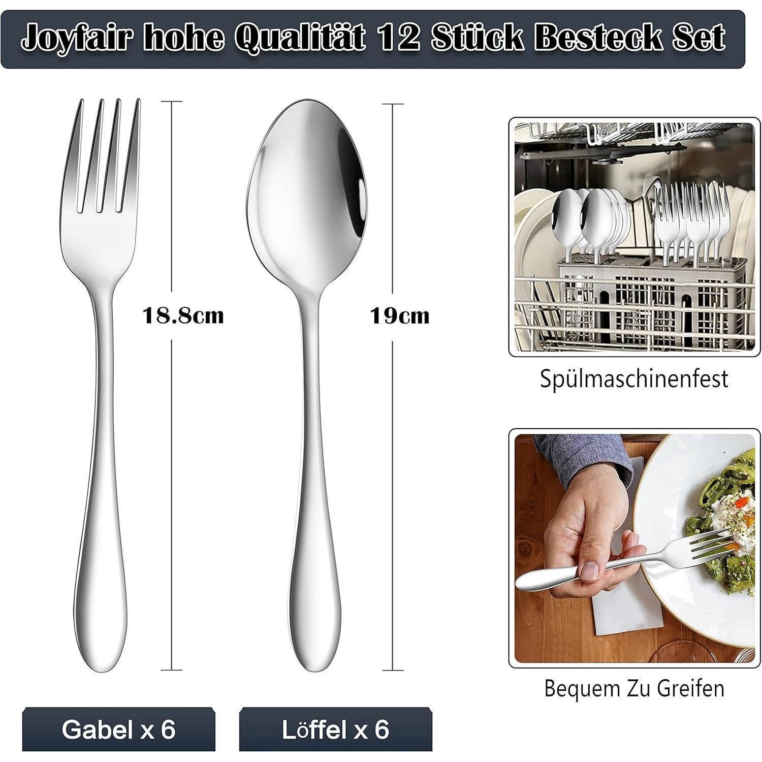 LuxusKollektion Besteck-Set Edelstahl Besteck Set 12-teilig Hochglanzpoliert Spülmaschinenfest