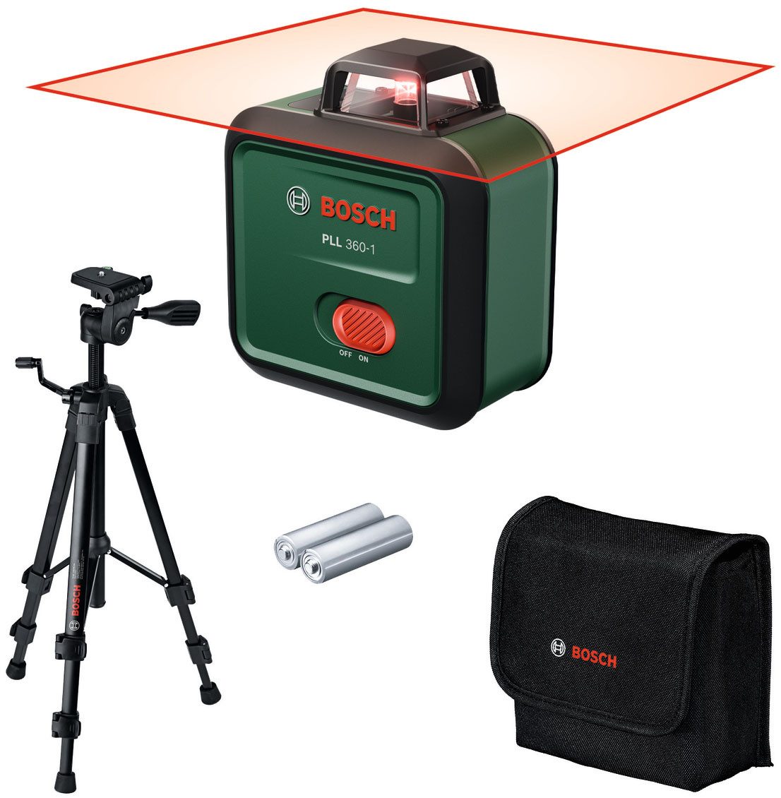 Bosch Home & Garden Linienlaser PLL 360-1 UNI, (Set), mit Stativ, inkl. Batterien