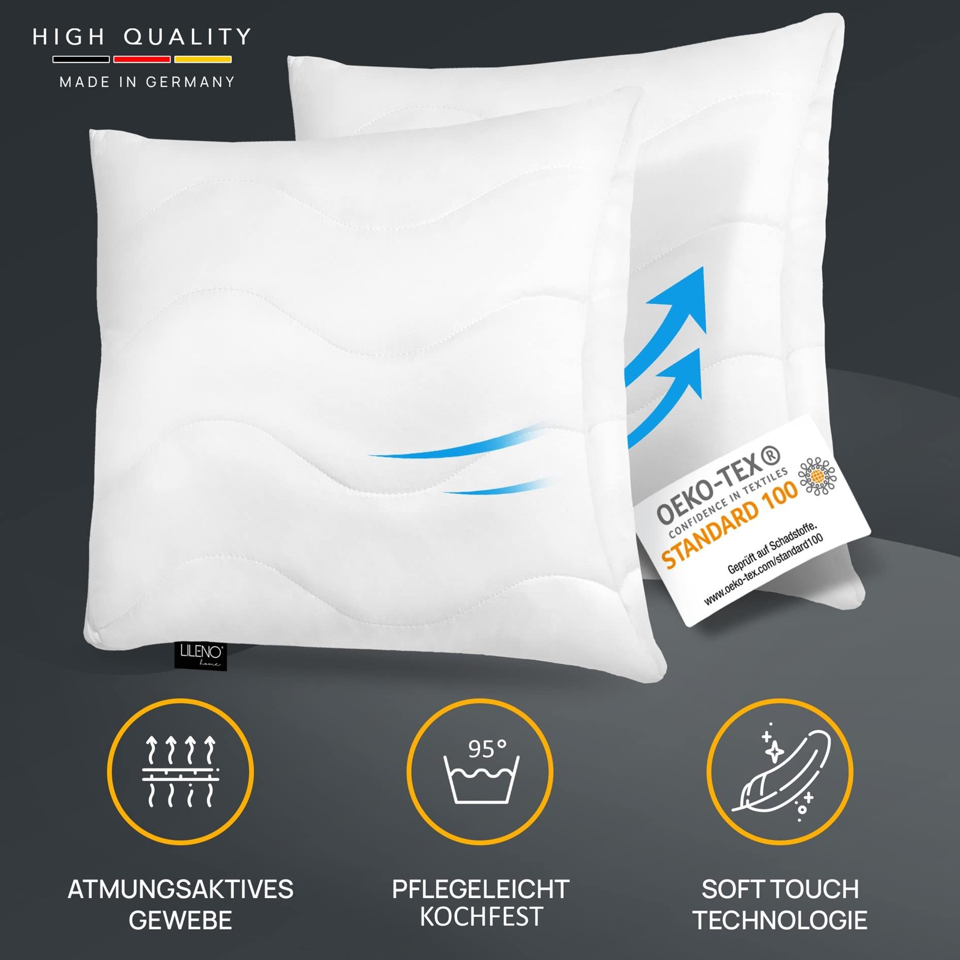 LILENO HOME Kopfkissen - gestepptes Kissen in verschiedenen Größen - Made i günstig online kaufen