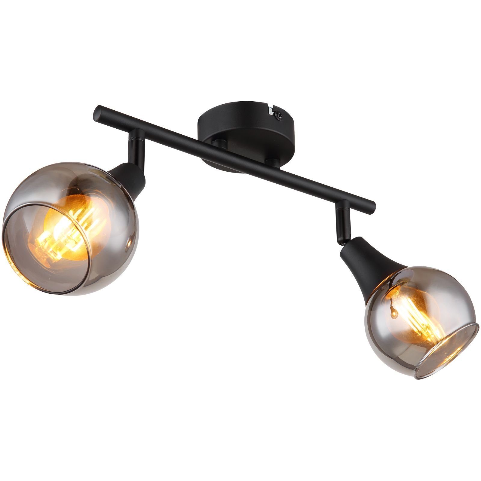 Globo GORLEY Deckenleuchte In Schwarz Mit Rauchfarbenem Glas-Stabschirm - 50cm Durchmesser, 5-fach E27